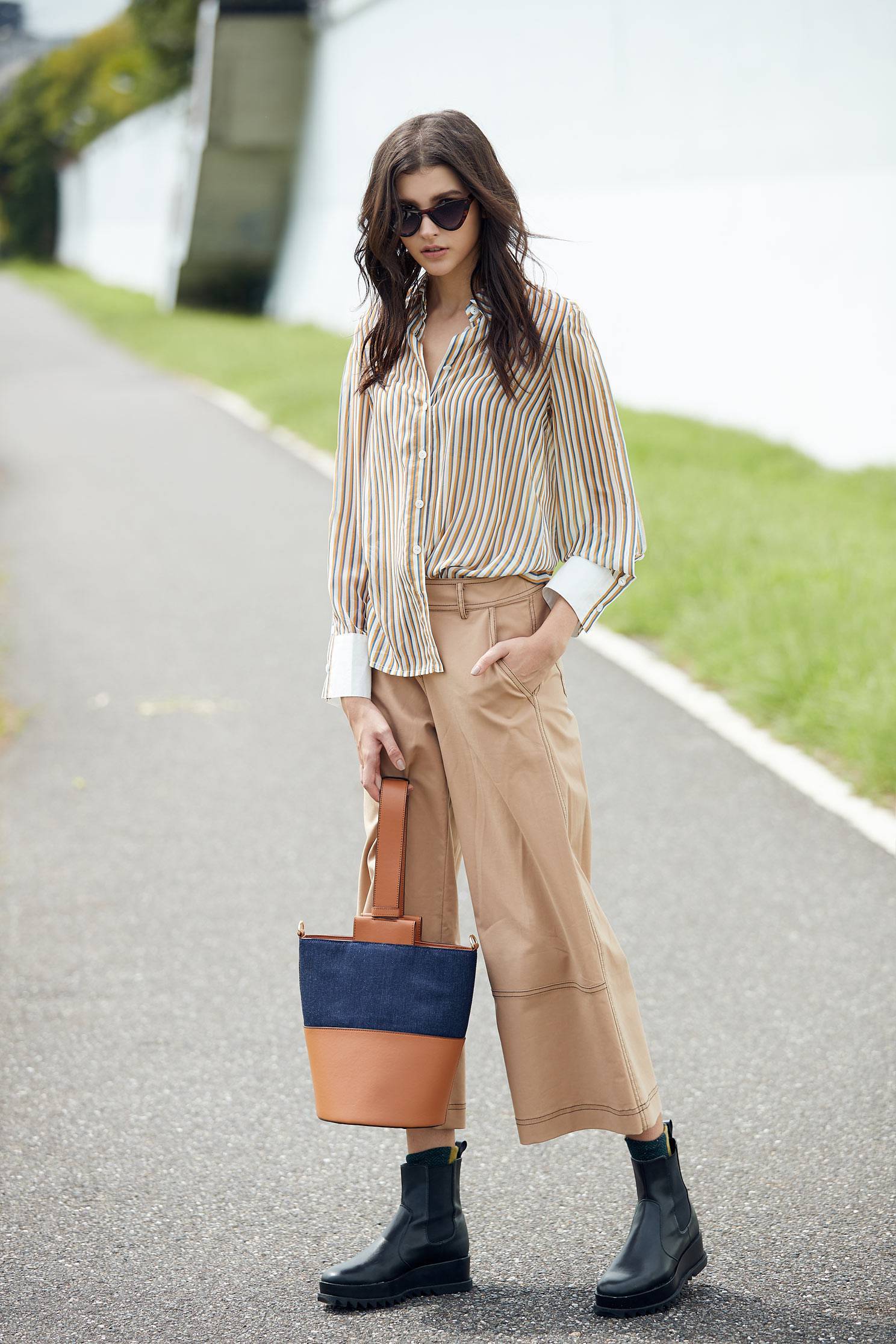 Casual Contrast Color hand bag,tanning,slingbag,cowboy,leather,shoulderbag