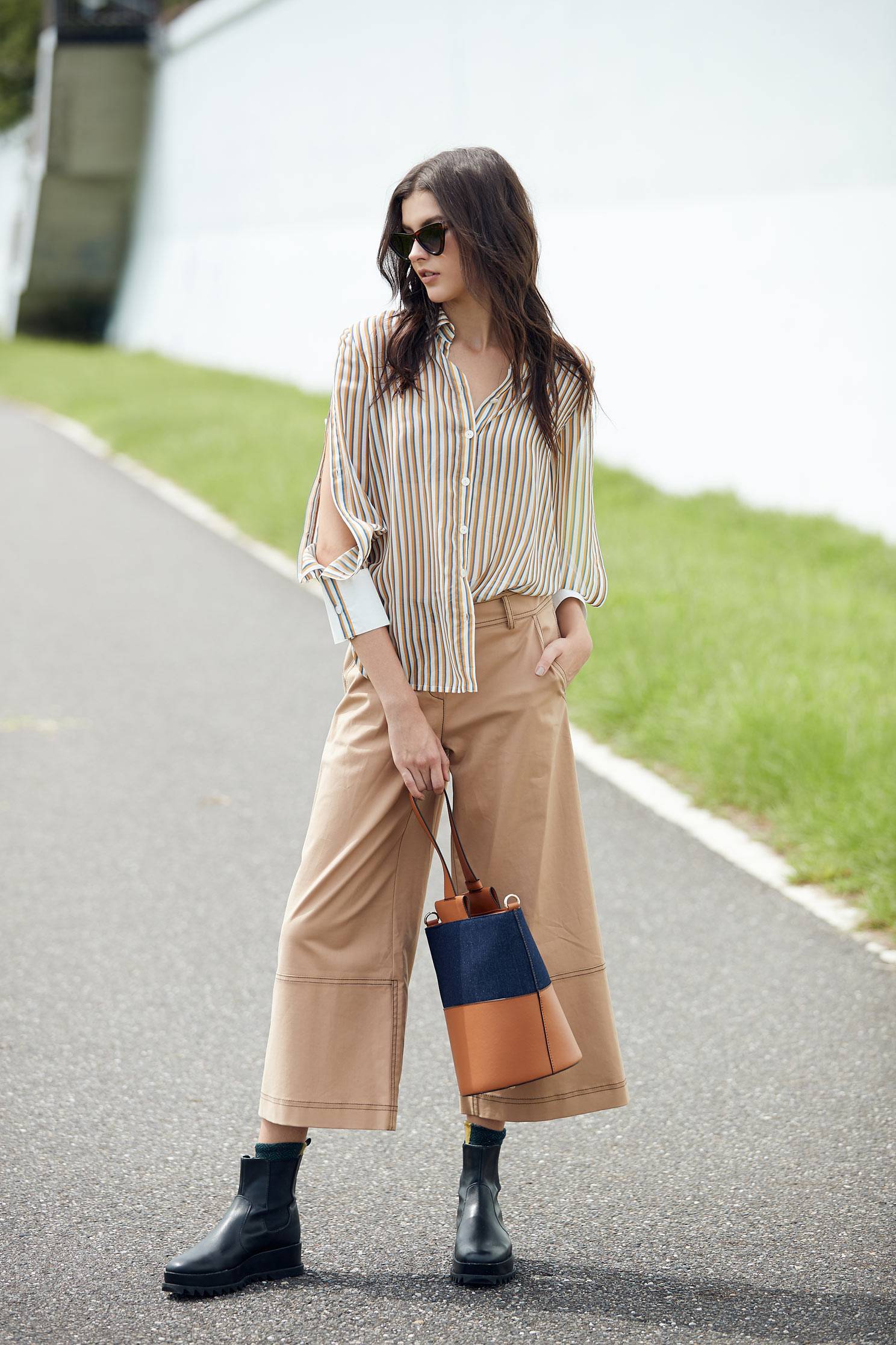 Casual Contrast Color hand bag,tanning,slingbag,cowboy,leather,shoulderbag