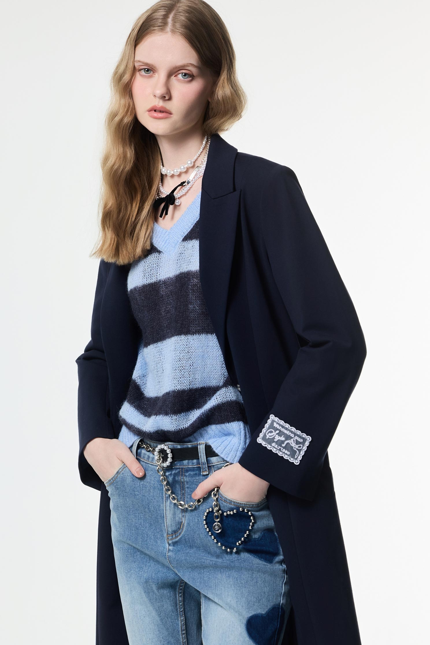 個性珍珠鍊條複合腰帶個性珍珠鍊條複合腰帶,珍珠,皮帶,皮革,秋冬穿搭