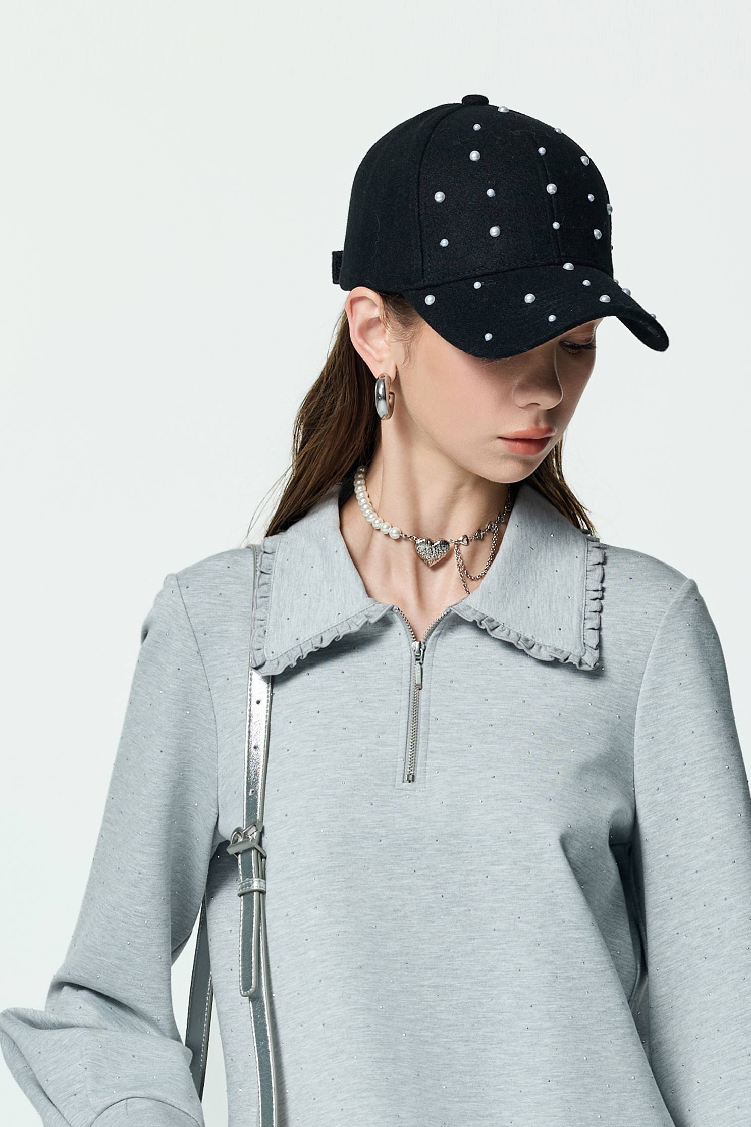 經典珍珠點綴棒球帽經典珍珠點綴棒球帽,珍珠,秋冬穿搭