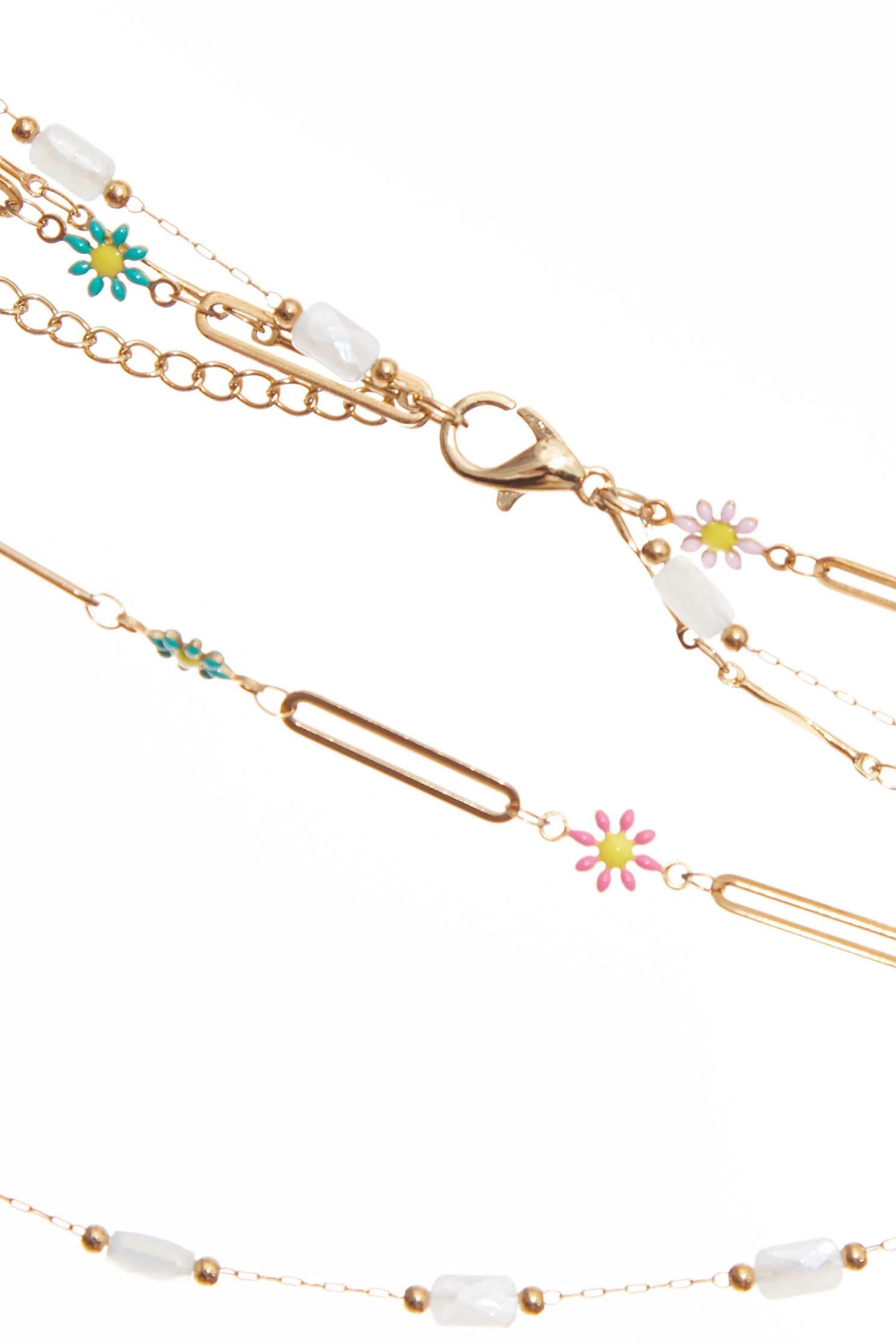 繽紛花朵水鑽多層次細鍊繽紛花朵水鑽多層次細鍊,秋冬穿搭,項鍊