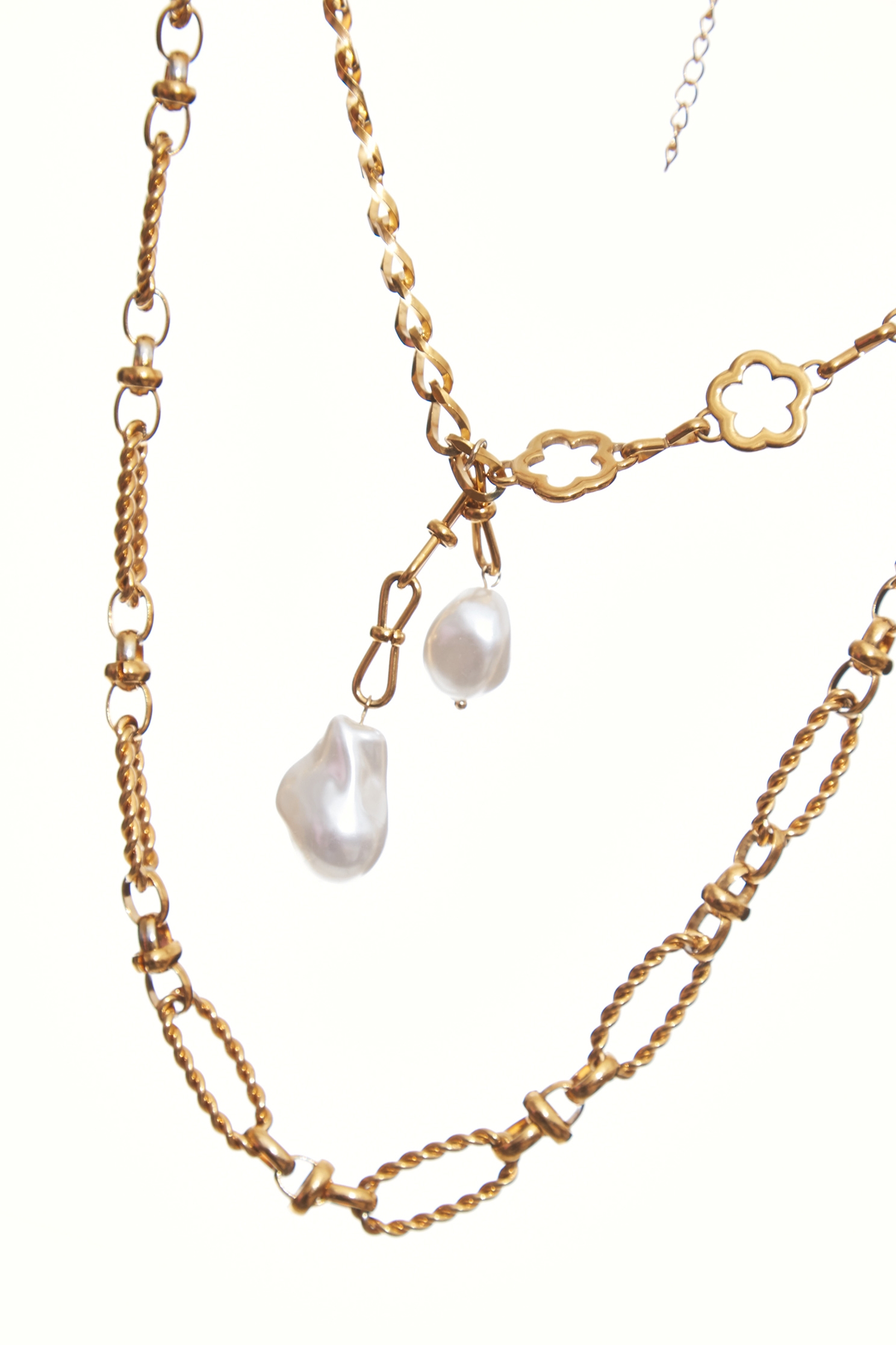 雙層復古不對稱珍珠垂墜項鍊雙層復古不對稱珍珠垂墜項鍊,春夏穿搭,珍珠,項鍊