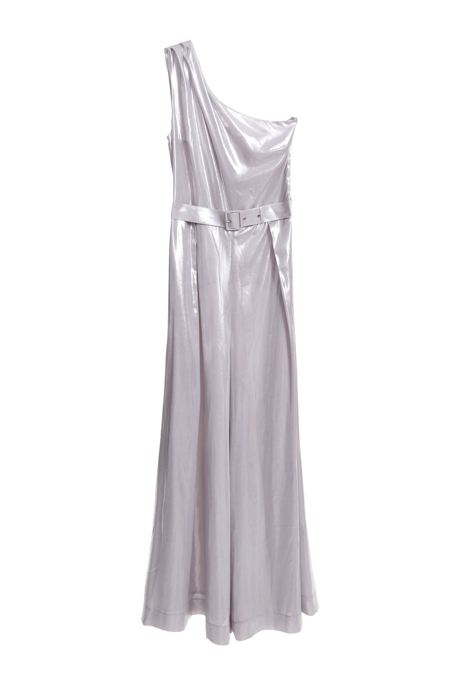 Water-light silver satin jumpsuit wide-leg pants,culottespants,cocktaildress,eveningwear,pants,jumpsuit