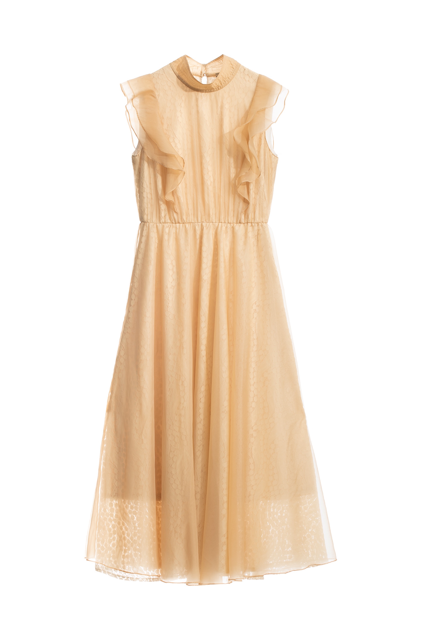 奶油布丁色禮服長洋裝奶油布丁色禮服長洋裝,小禮服,洋裝特輯,短袖洋裝,禮服,秋冬穿搭,荷葉,蕾絲,蕾絲裙,長洋裝