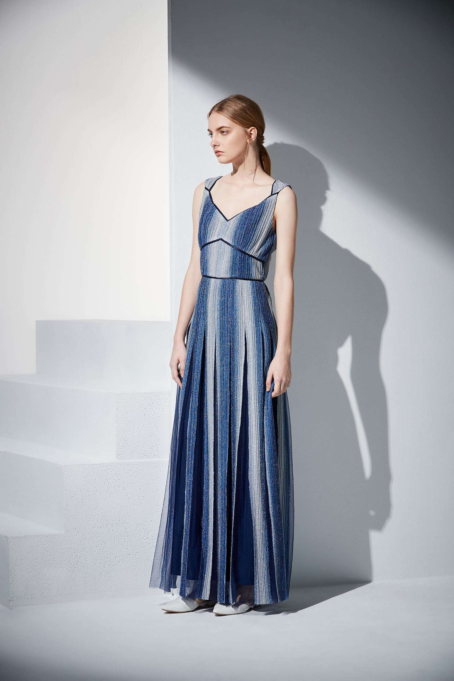 Gradient navy blue dress,Cocktail Dress,無袖洋裝,Evening Wear,Long dress