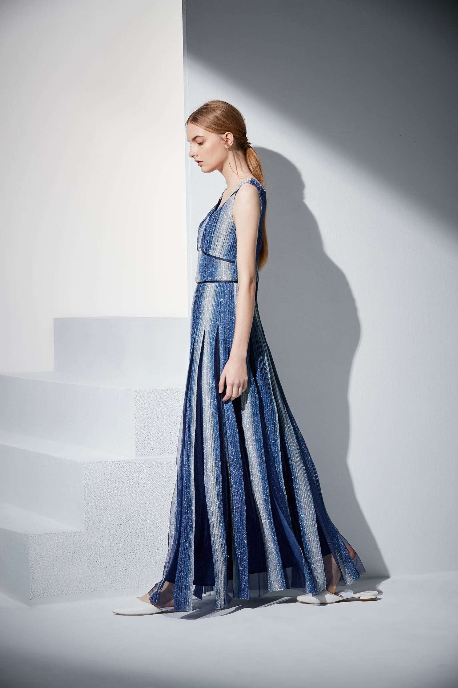 Gradient navy blue dress,Cocktail Dress,無袖洋裝,Evening Wear,Long dress