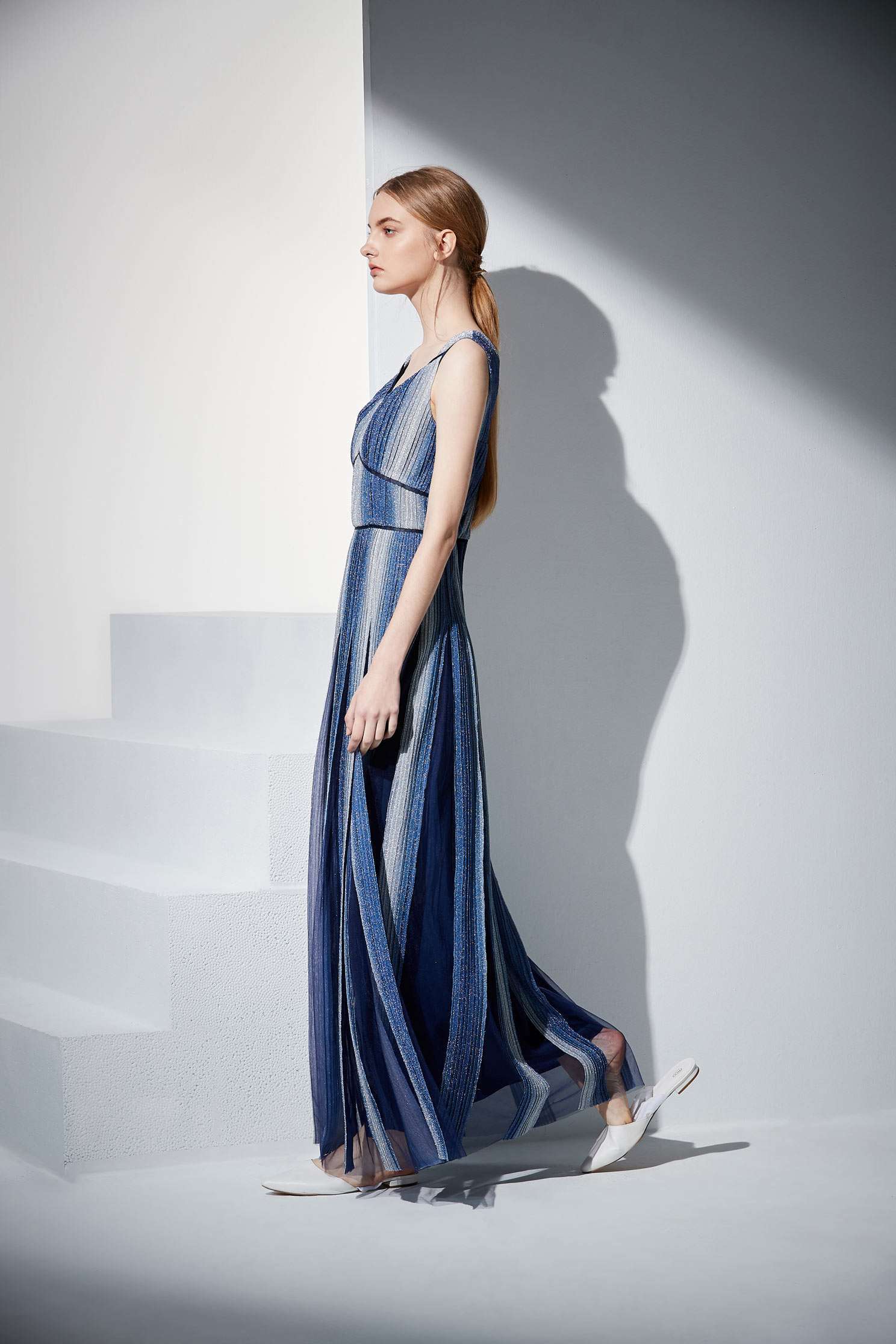 Gradient navy blue dress,Cocktail Dress,無袖洋裝,Evening Wear,Long dress