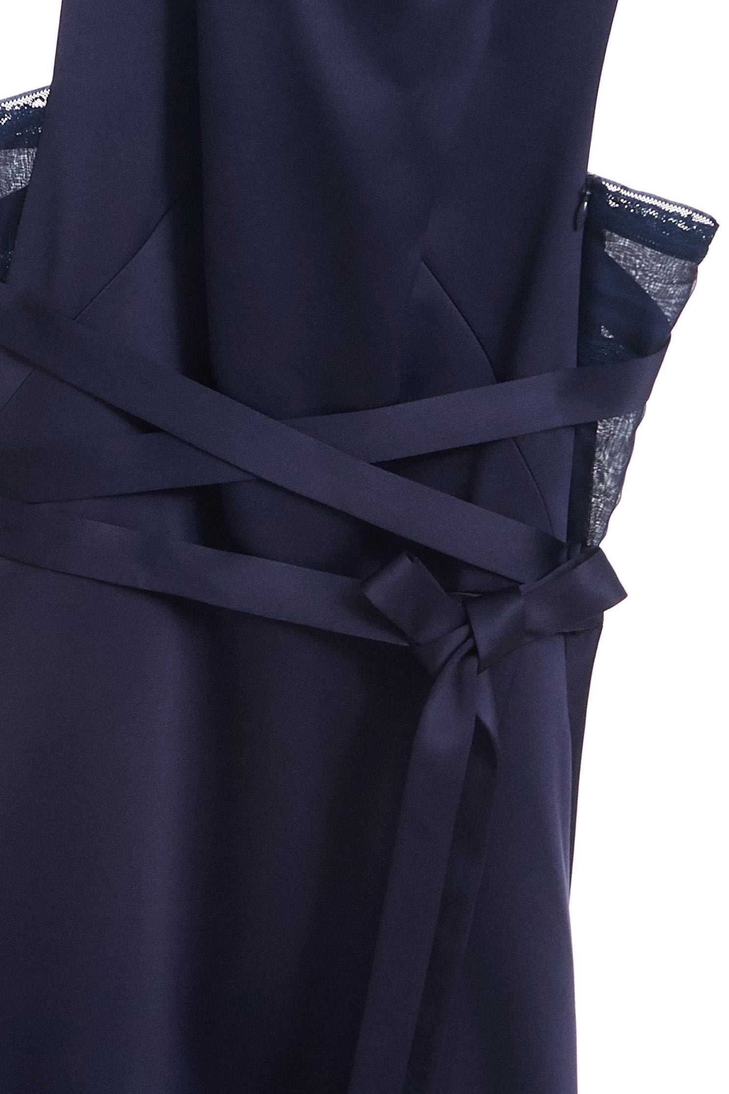 Cross ribbon blue satin dress,Cocktail Dress,無袖洋裝,Evening Wear,Lace,Lace Dress