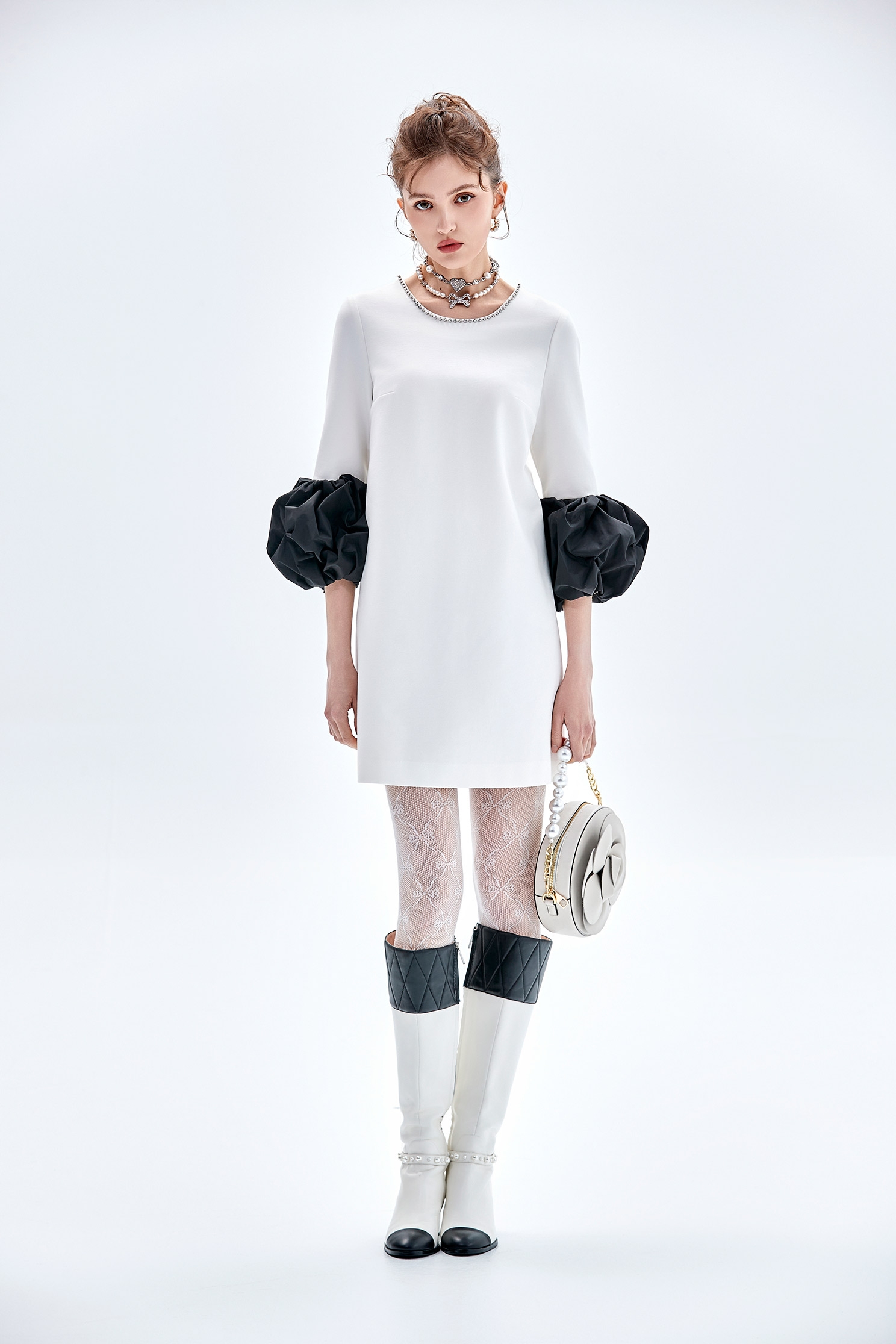 綴鑽鍊俏麗禮服洋裝綴鑽鍊俏麗禮服洋裝,小禮服,洋裝特輯,禮服,秋冬穿搭,長袖洋裝