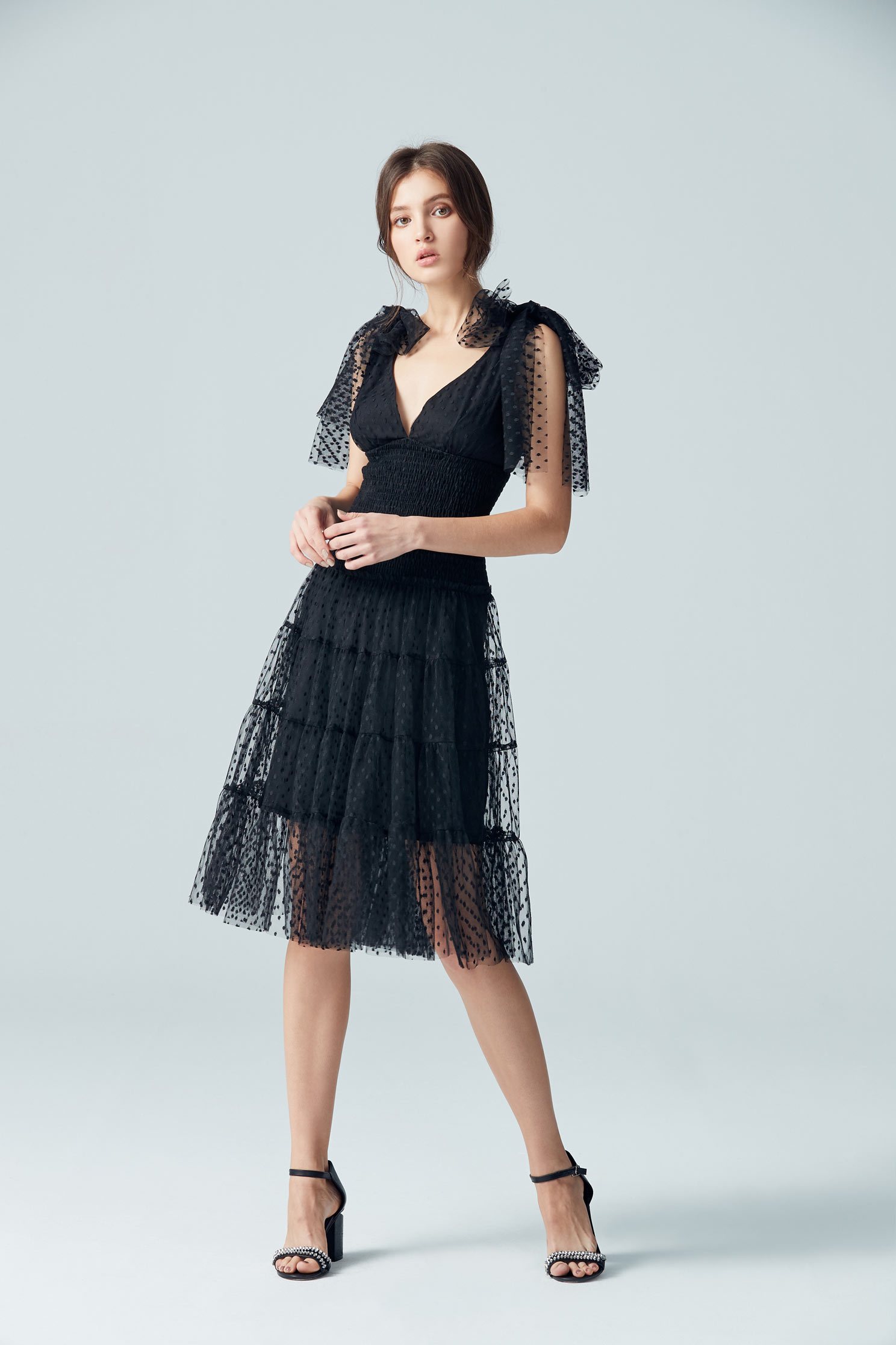 Retro and gorgeous dress,V-neck dress,Cocktail Dress,無袖洋裝,Evening Wear,Black dress