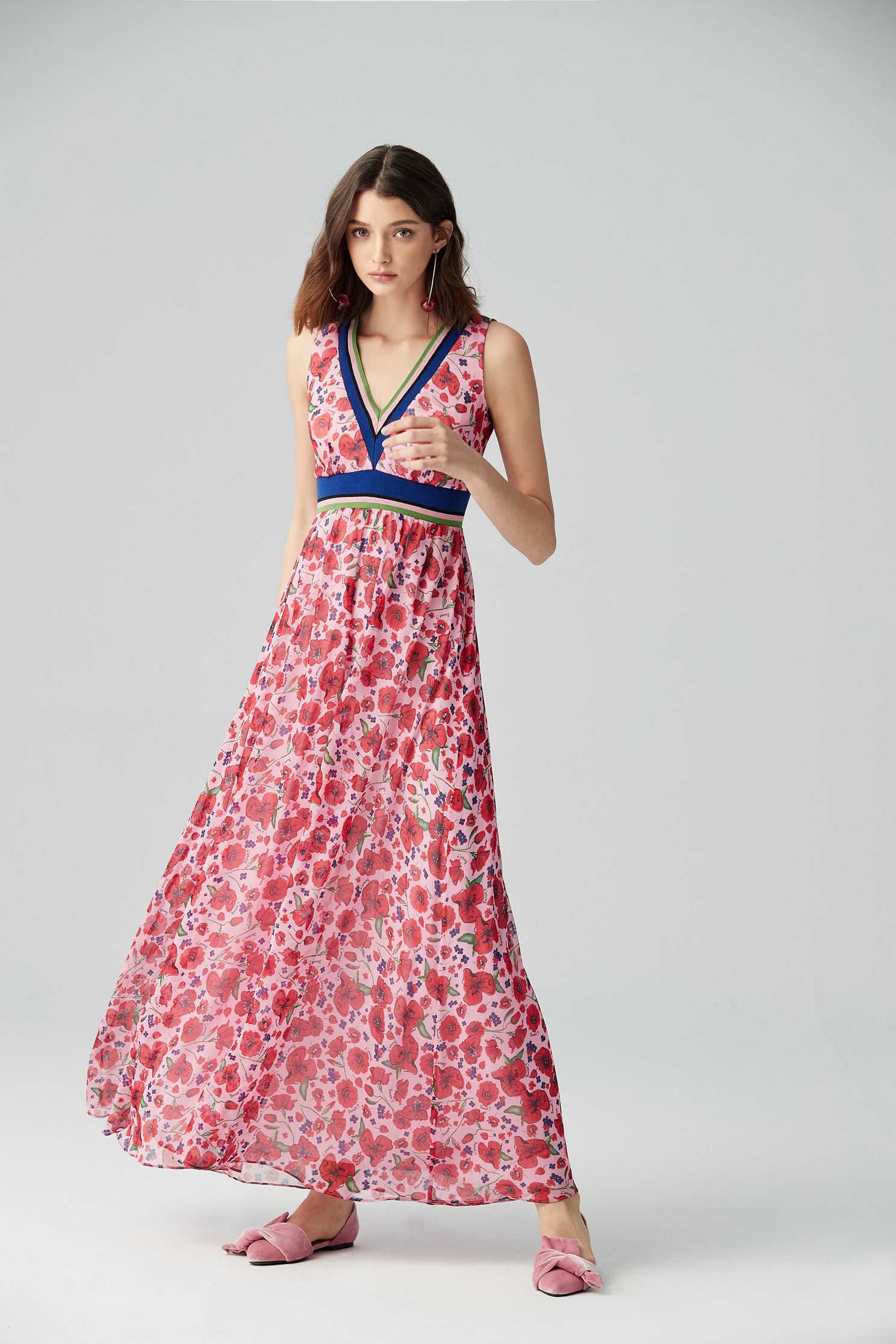 Retro V neckline and Gorgeous Sleeveless Dress,v-neckdress,printeddress,cocktaildress,sleevelessdress