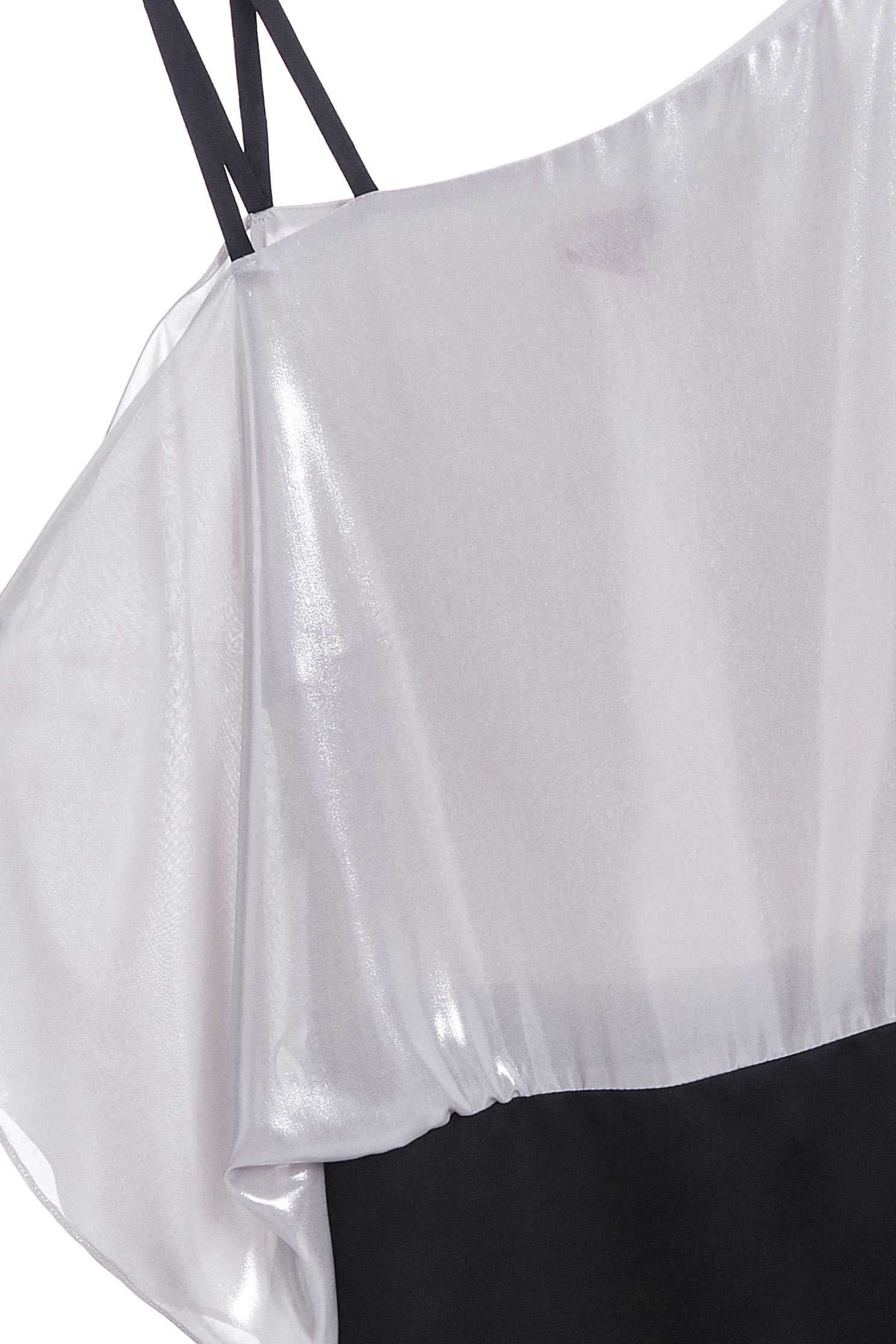 Silver satin stitching one-shoulder short ocean,cocktaildress,eveningwear
