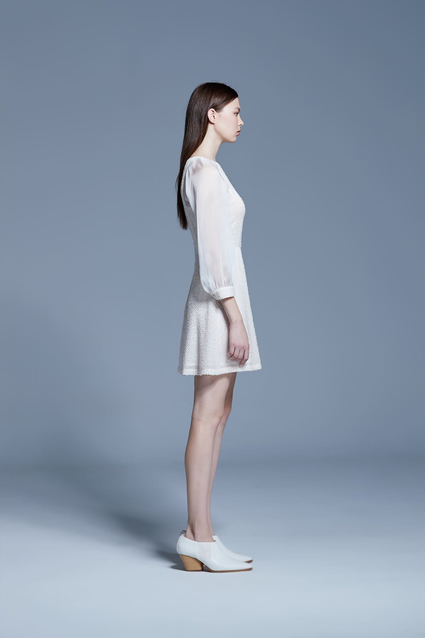 Feather gold silk dress,Cocktail Dress,White dress,Evening Wear,長袖洋裝