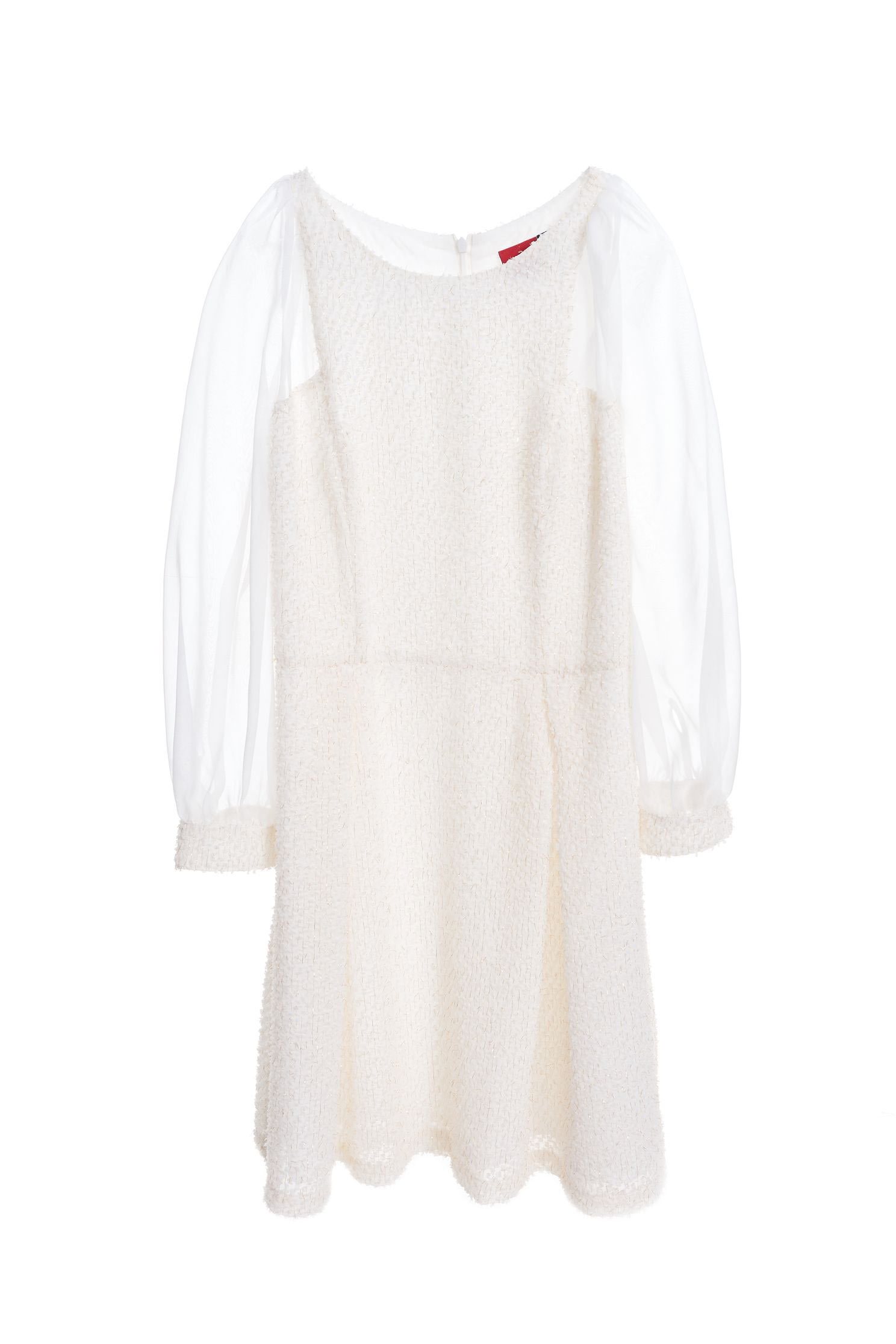 Feather gold silk dress,Cocktail Dress,White dress,Evening Wear,長袖洋裝