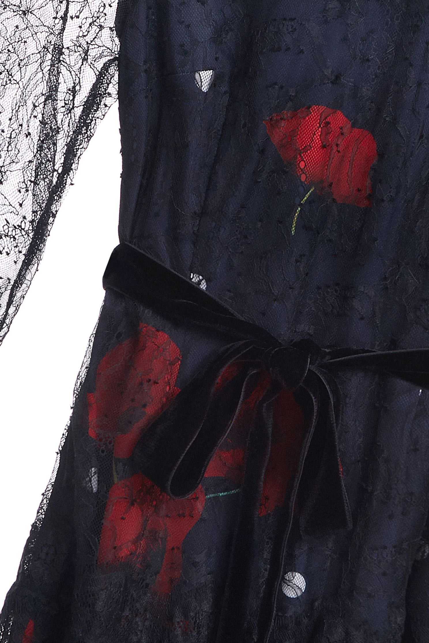 Net yarn stitching printed dress,印花洋裝,Cocktail Dress,Evening Wear,Mesh,透膚洋裝,Black dress