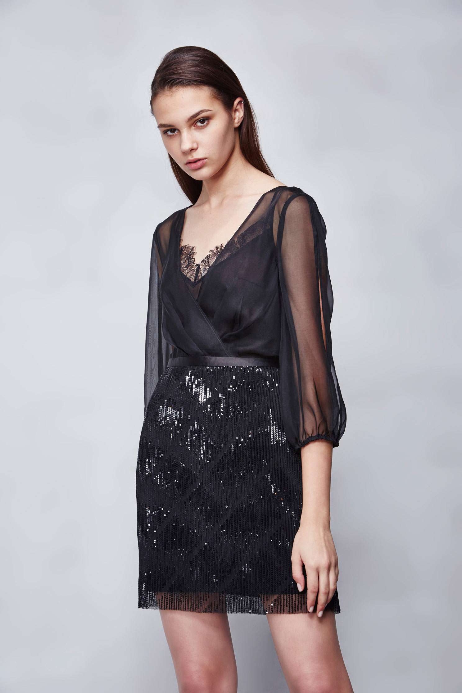 Organza sequin dress,Cocktail Dress,Evening Wear,細肩帶洋裝,透膚洋裝,Black dress