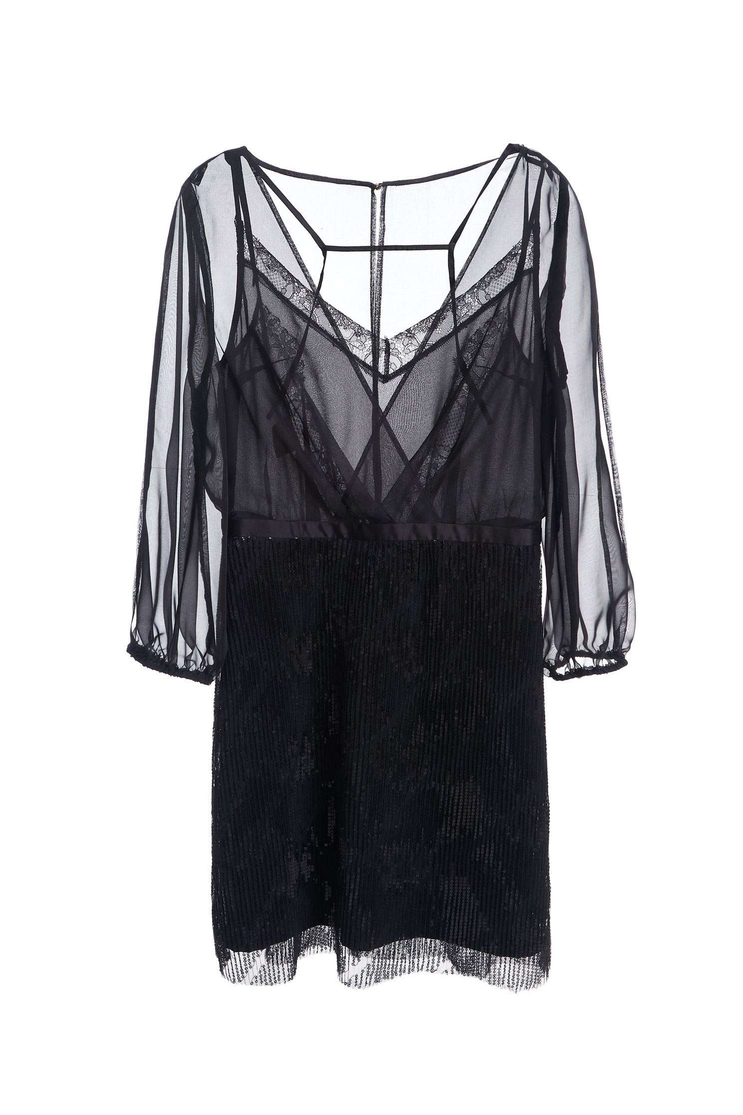 Organza sequin dress,Cocktail Dress,Evening Wear,細肩帶洋裝,透膚洋裝,Black dress