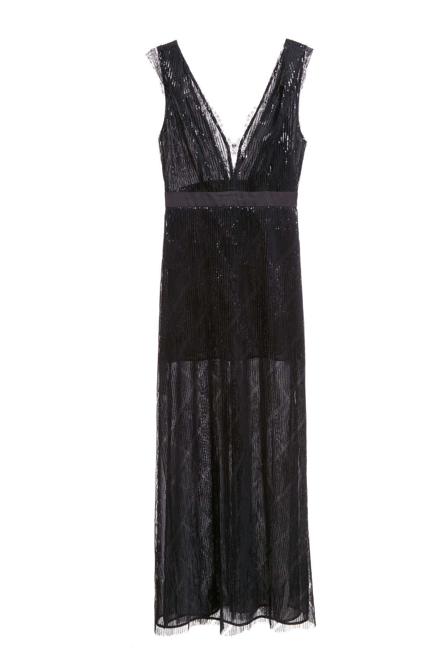 Black sequinlace gown,V-neck dress,Cocktail Dress,無袖洋裝,Evening Wear,Lace,Lace Dress,Long dress,Black dress
