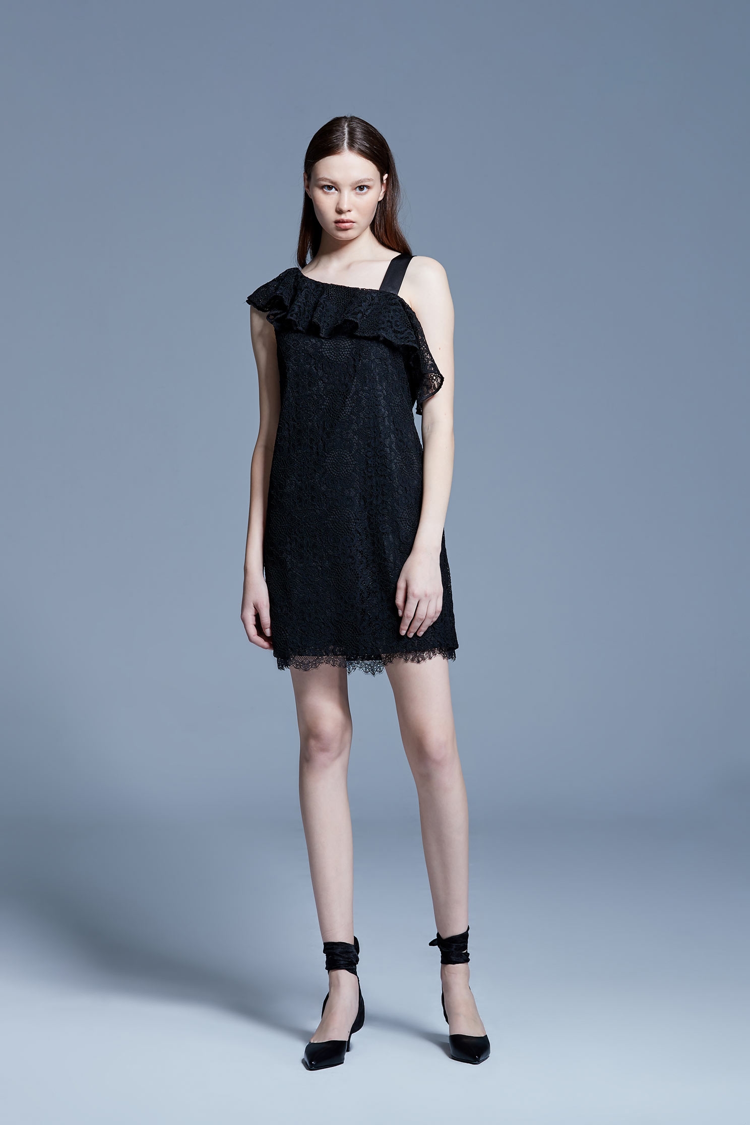 Lotus collar lace dress,Cocktail Dress,Evening Wear,Lace,Lace Dress,Black dress