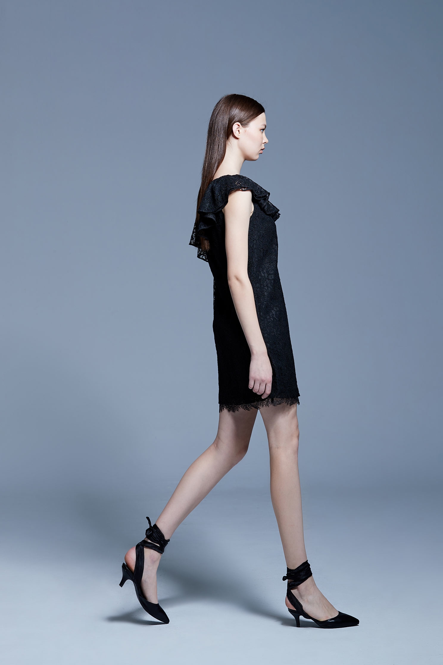 Lotus collar lace dress,Cocktail Dress,Evening Wear,Lace,Lace Dress,Black dress
