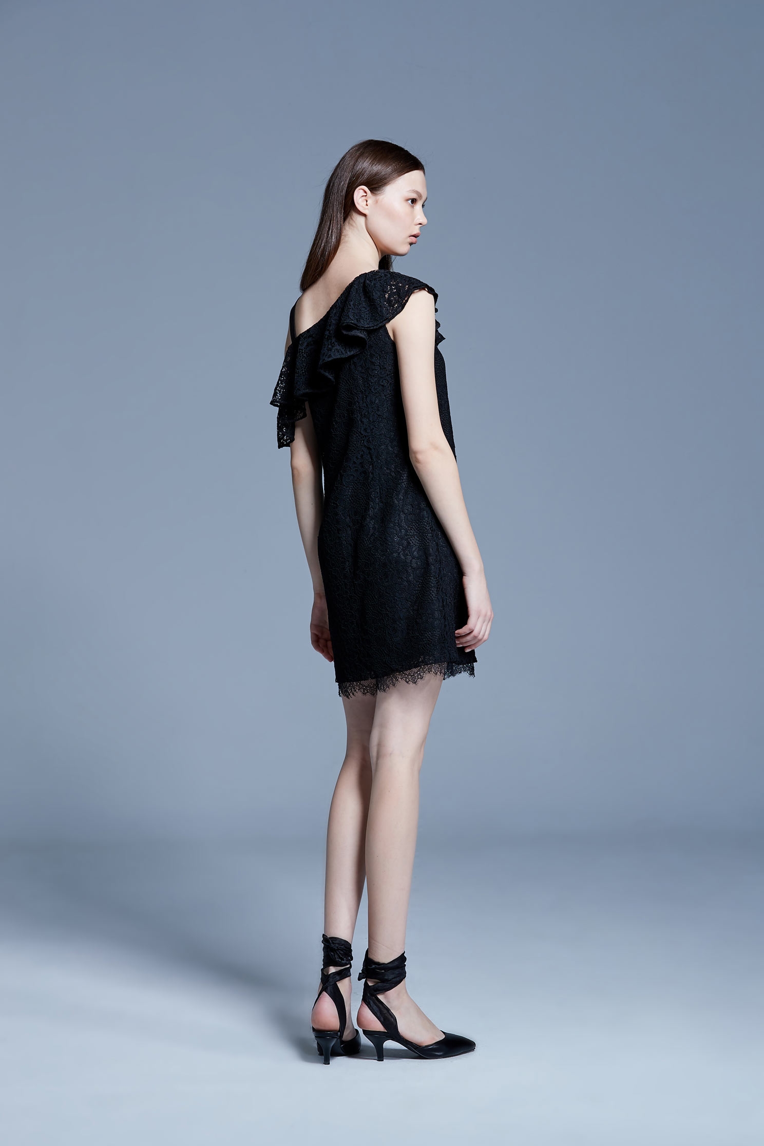 Lotus collar lace dress,Cocktail Dress,Evening Wear,Lace,Lace Dress,Black dress