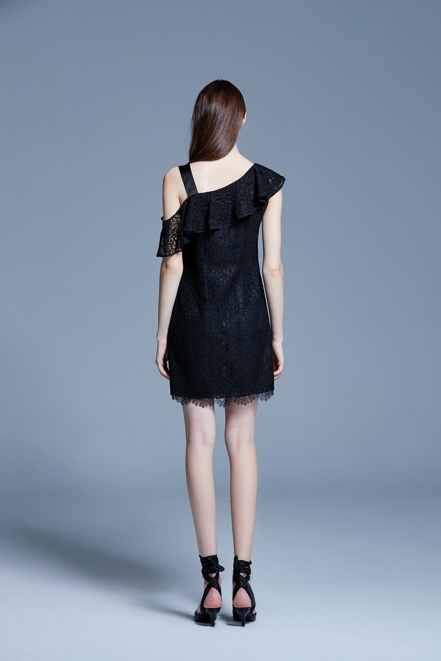 Lotus collar lace dress,Cocktail Dress,Evening Wear,Lace,Lace Dress,Black dress