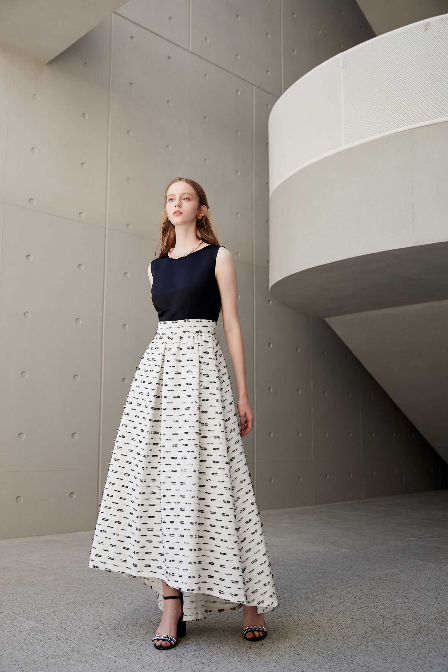 Temperament design dress,u-neckdress,sleevelessdress,longdress,longskirt