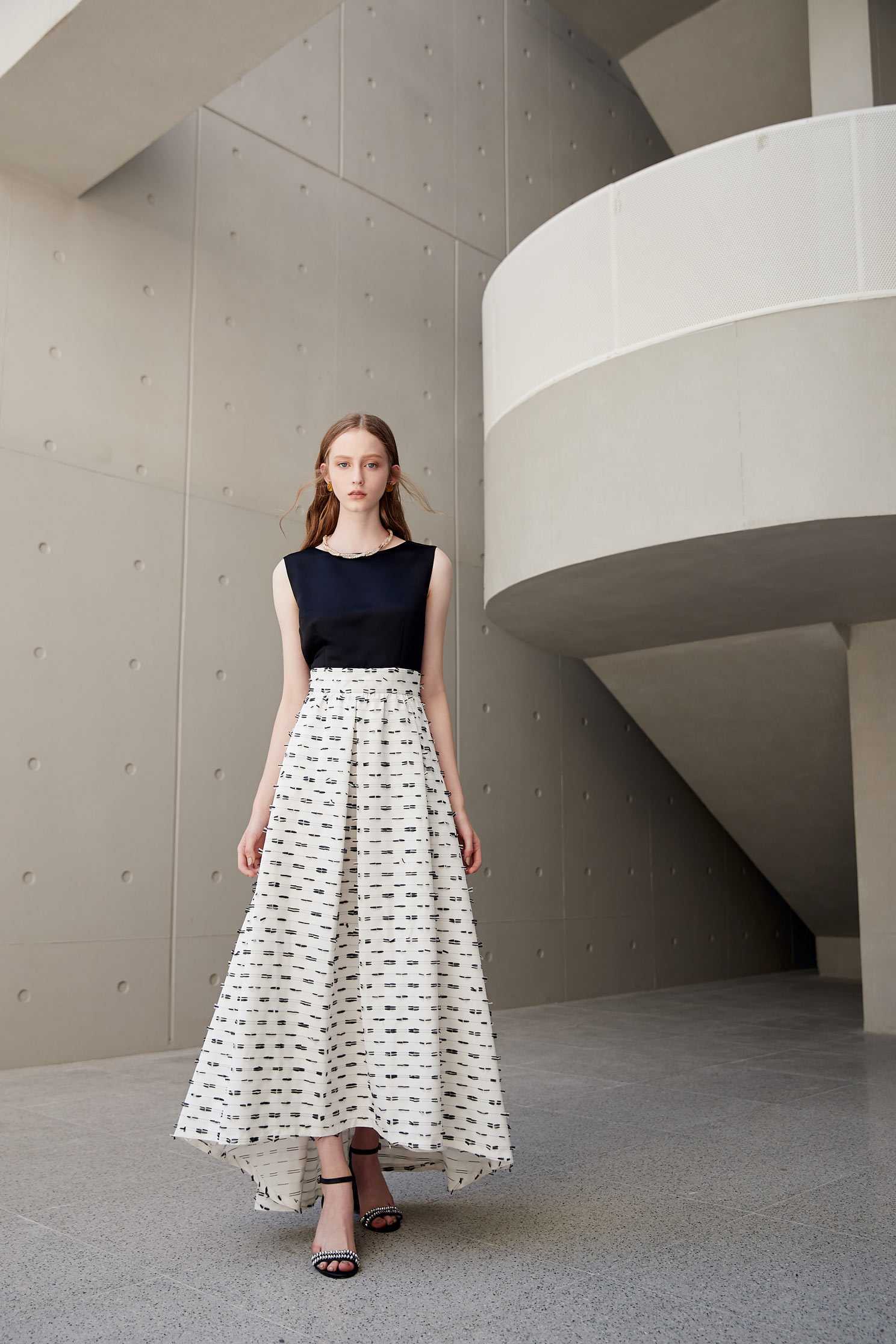 Temperament design dress,u-neckdress,sleevelessdress,longdress,longskirt