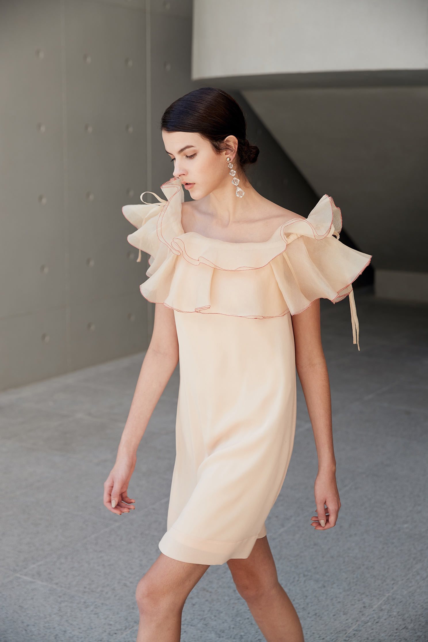 Off-the-shoulder gorgeous dress,boatneckdress,shortsleevedress
