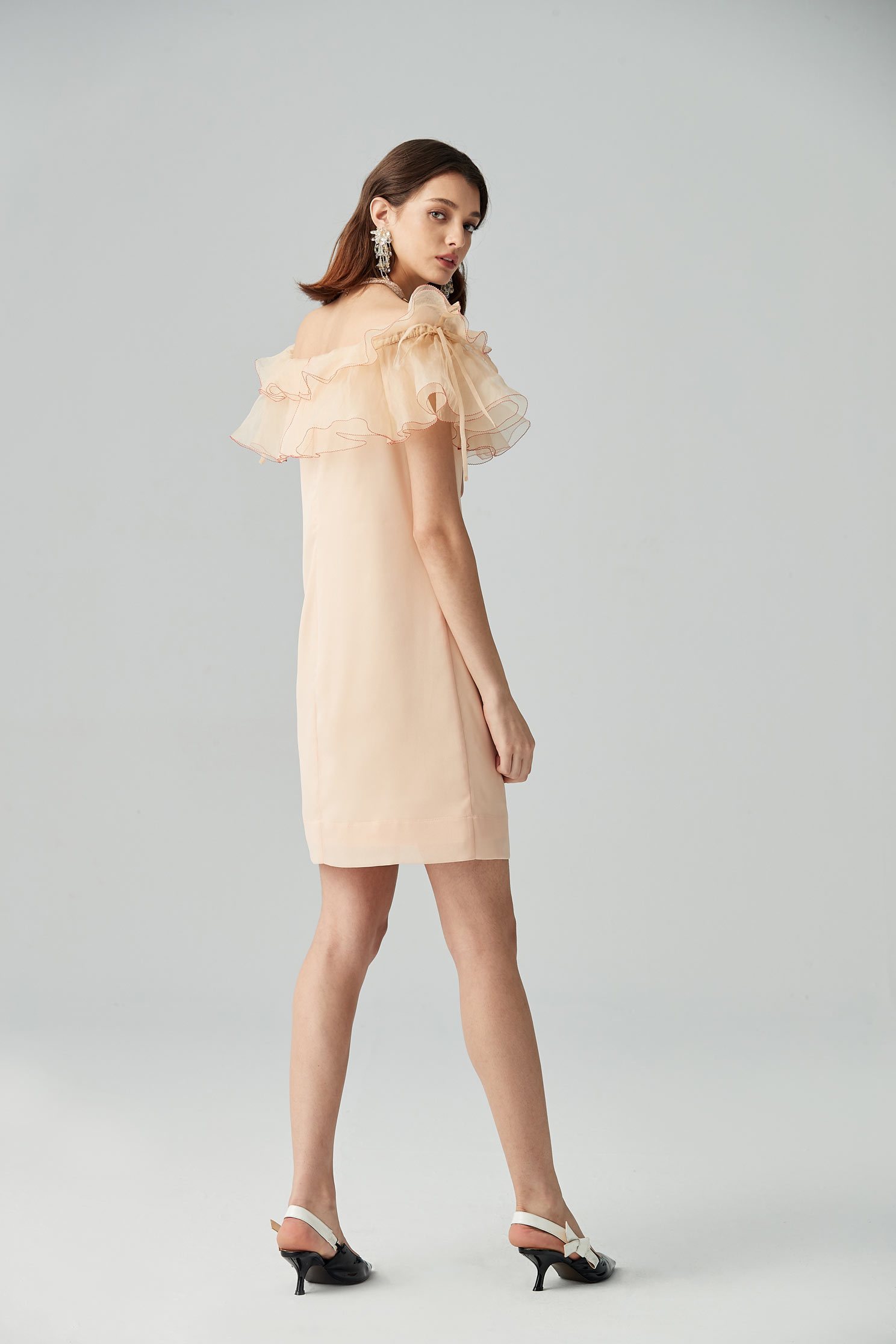 Off-the-shoulder gorgeous dress,boatneckdress,shortsleevedress