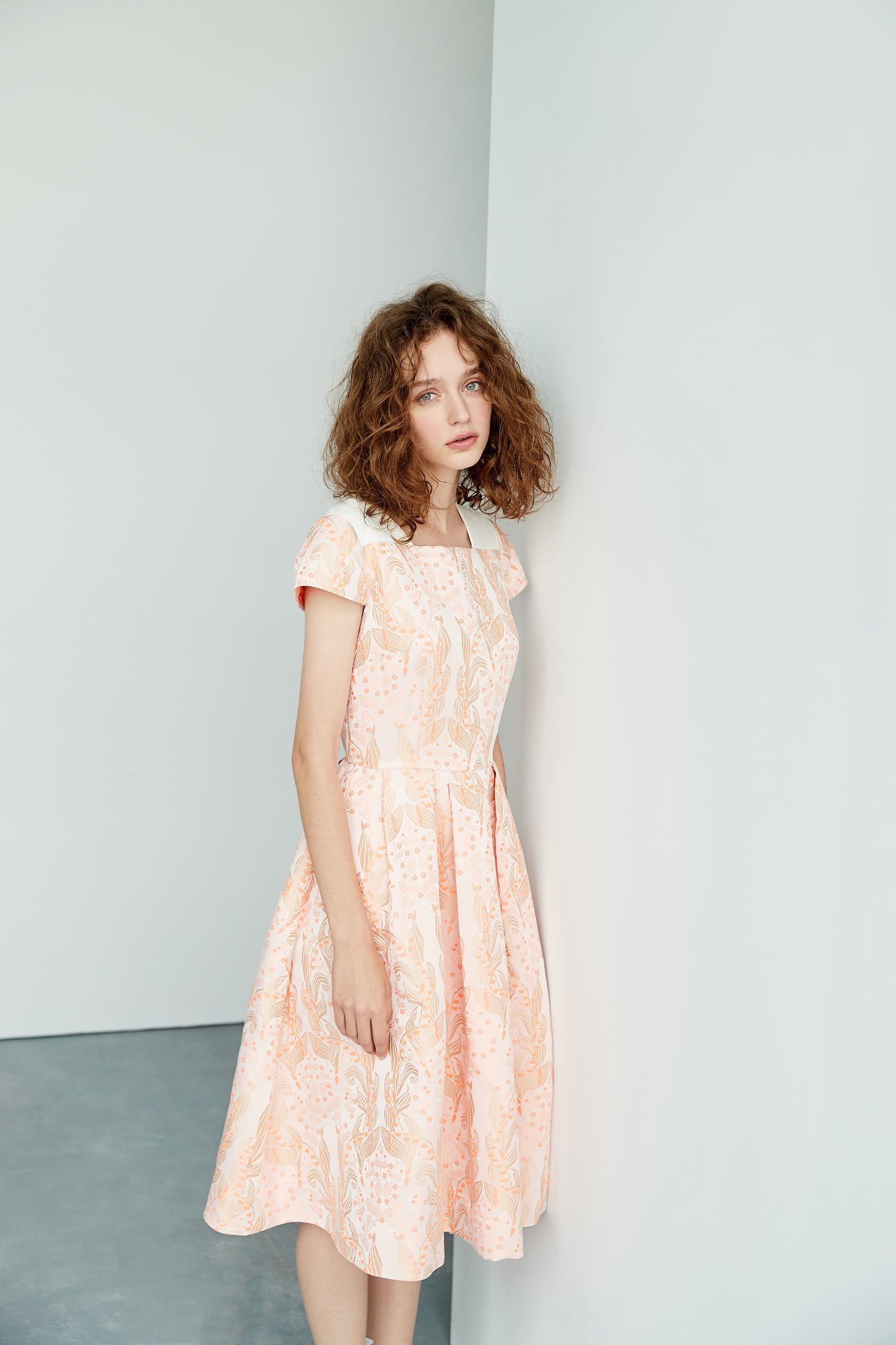 Vintage floral dress,shortsleevedress,onepiecedress