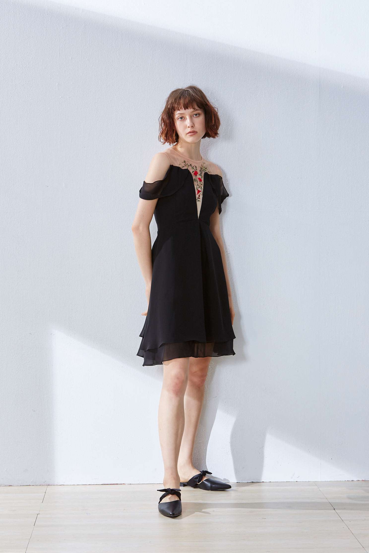 Translucent pattern gorgeous dress,cocktaildress,shortsleevedress,perspectivedress,chiffon,chiffondress,blackdress