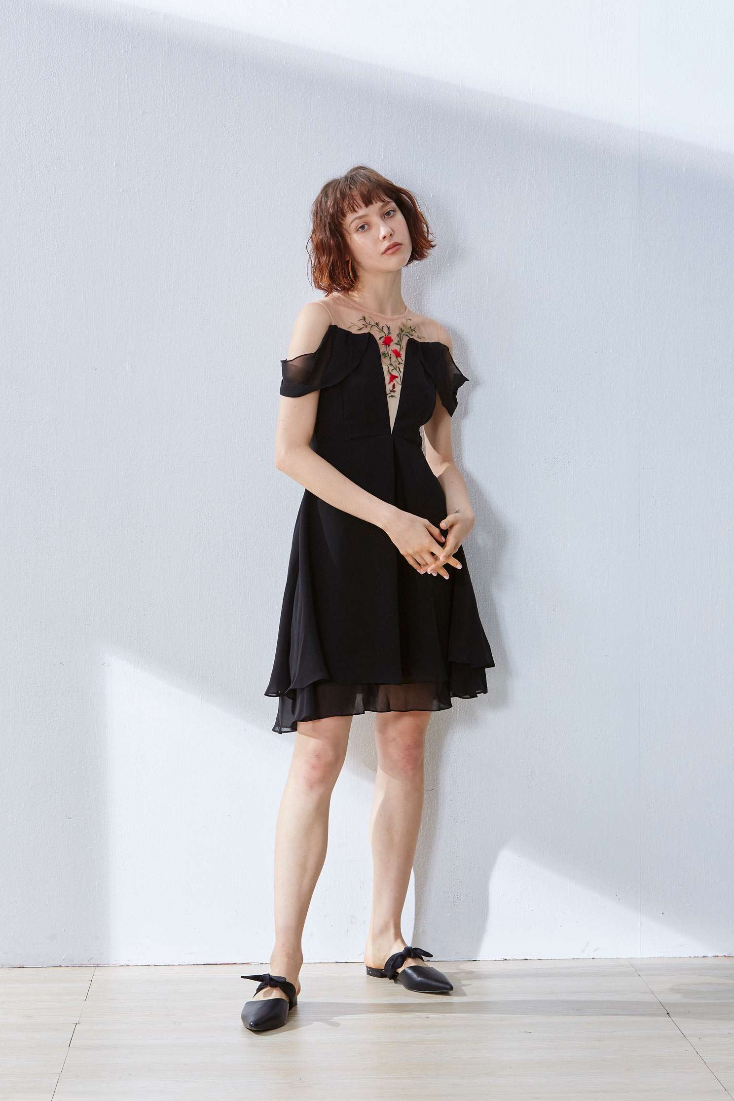 Translucent pattern gorgeous dress,cocktaildress,shortsleevedress,perspectivedress,chiffon,chiffondress,blackdress