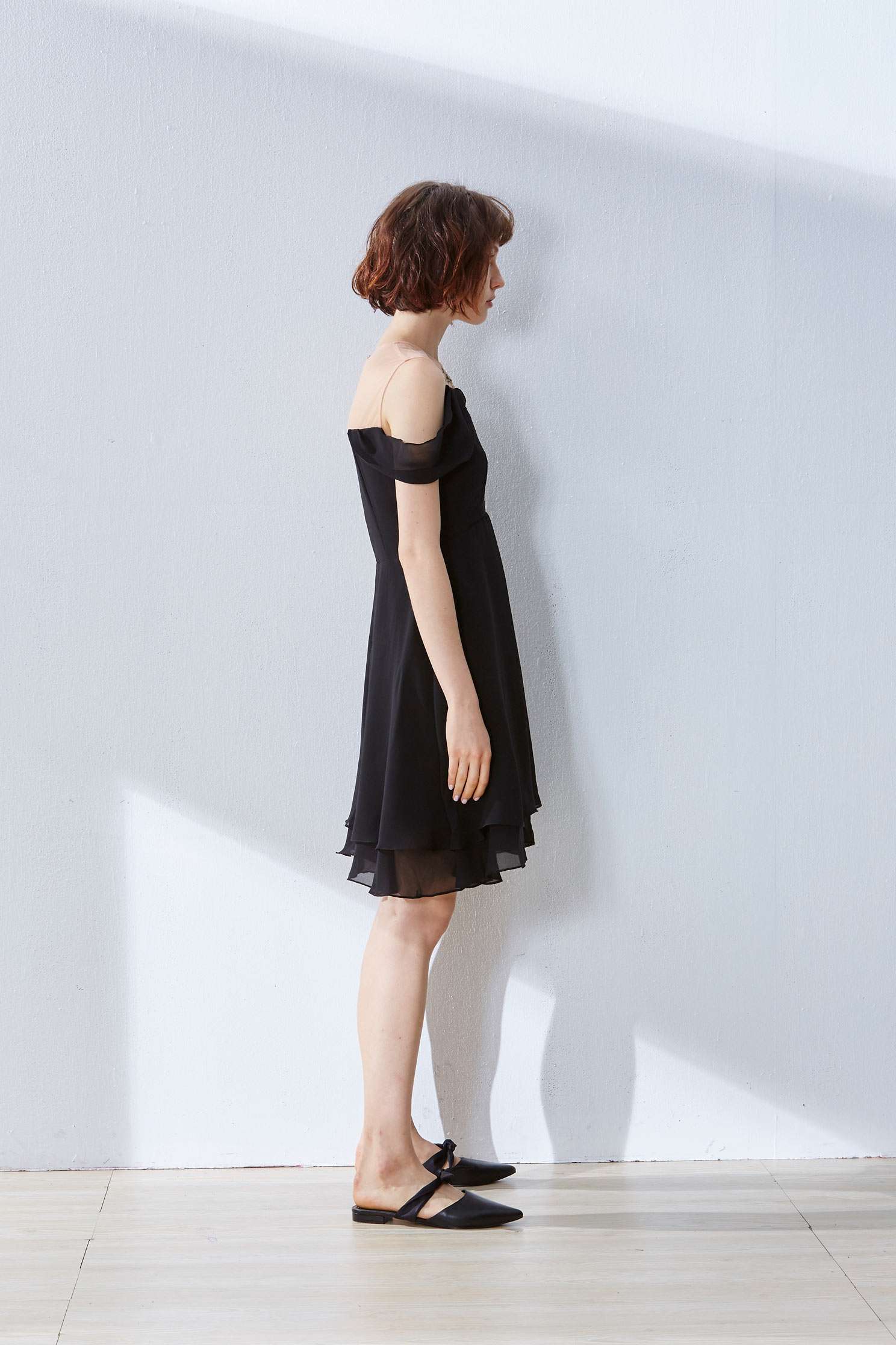 Translucent pattern gorgeous dress,cocktaildress,shortsleevedress,perspectivedress,chiffon,chiffondress,blackdress