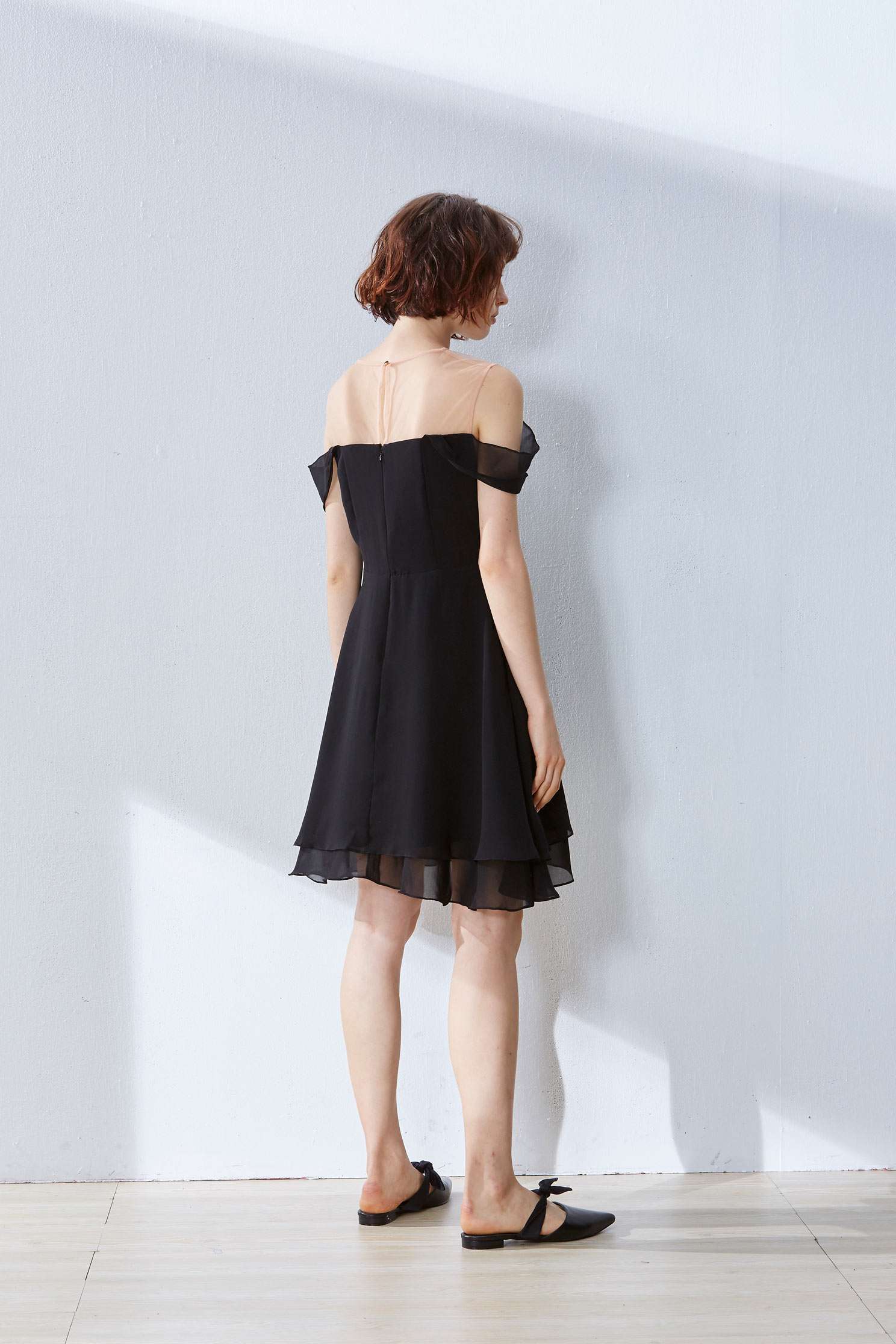 Translucent pattern gorgeous dress,cocktaildress,shortsleevedress,perspectivedress,chiffon,chiffondress,blackdress