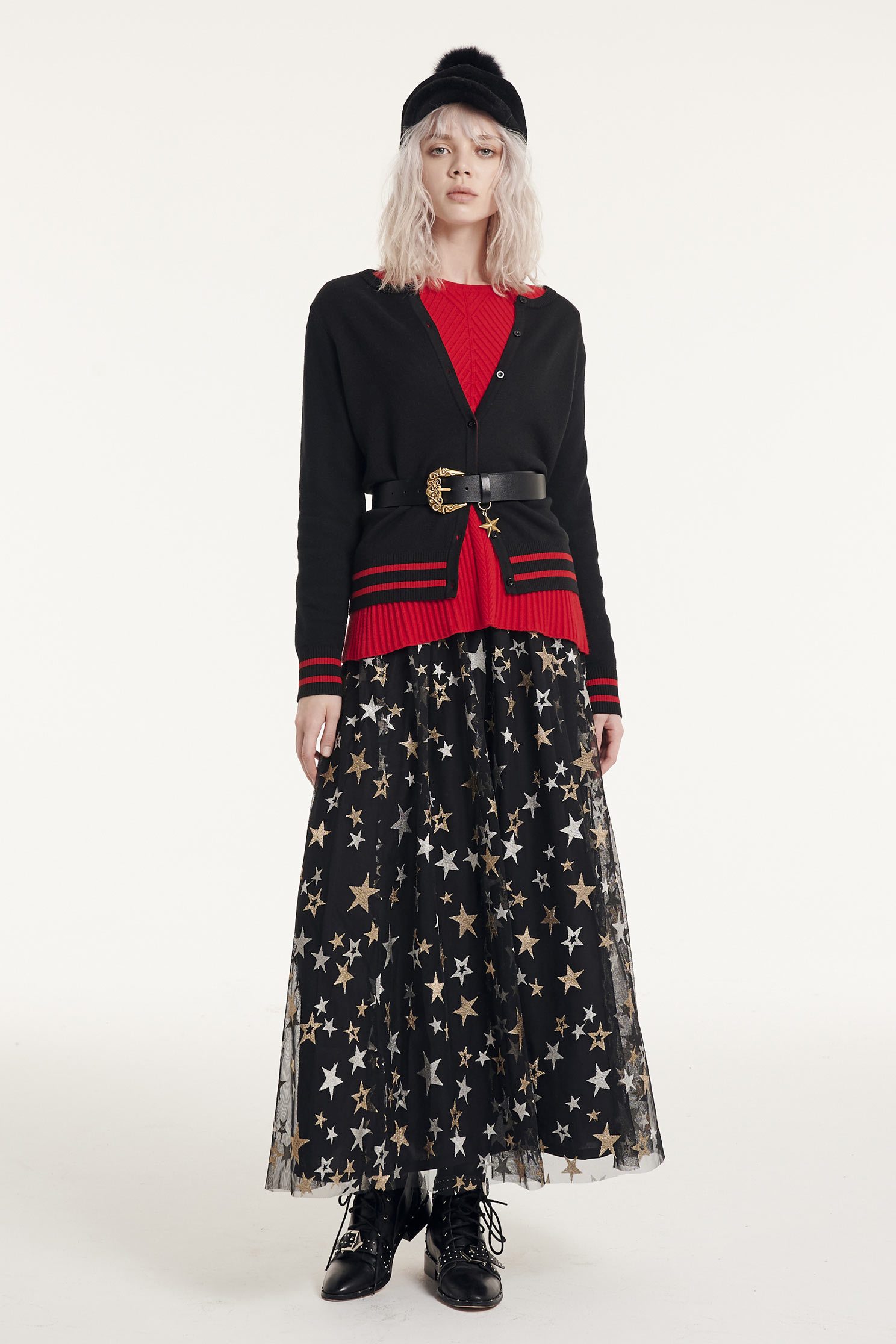 Buckle knitted cardigan,coldforwinter,newyearred,cardigan,knitting,knittedjacket,longsleeveouterwear,blackouterwear