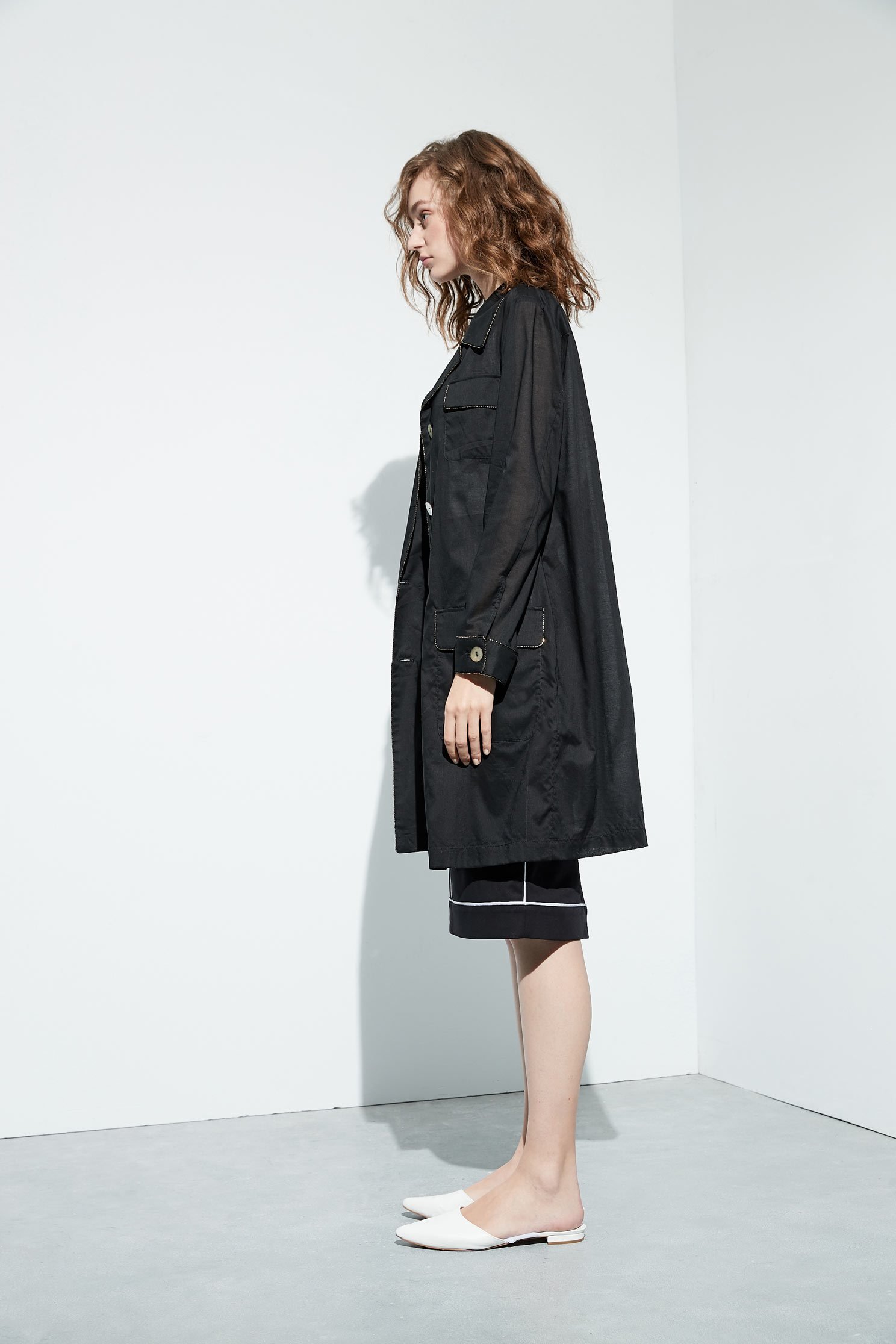 Elegant lapel classic jacket,外套,Cotton,long coat,長袖外套,黑色外套