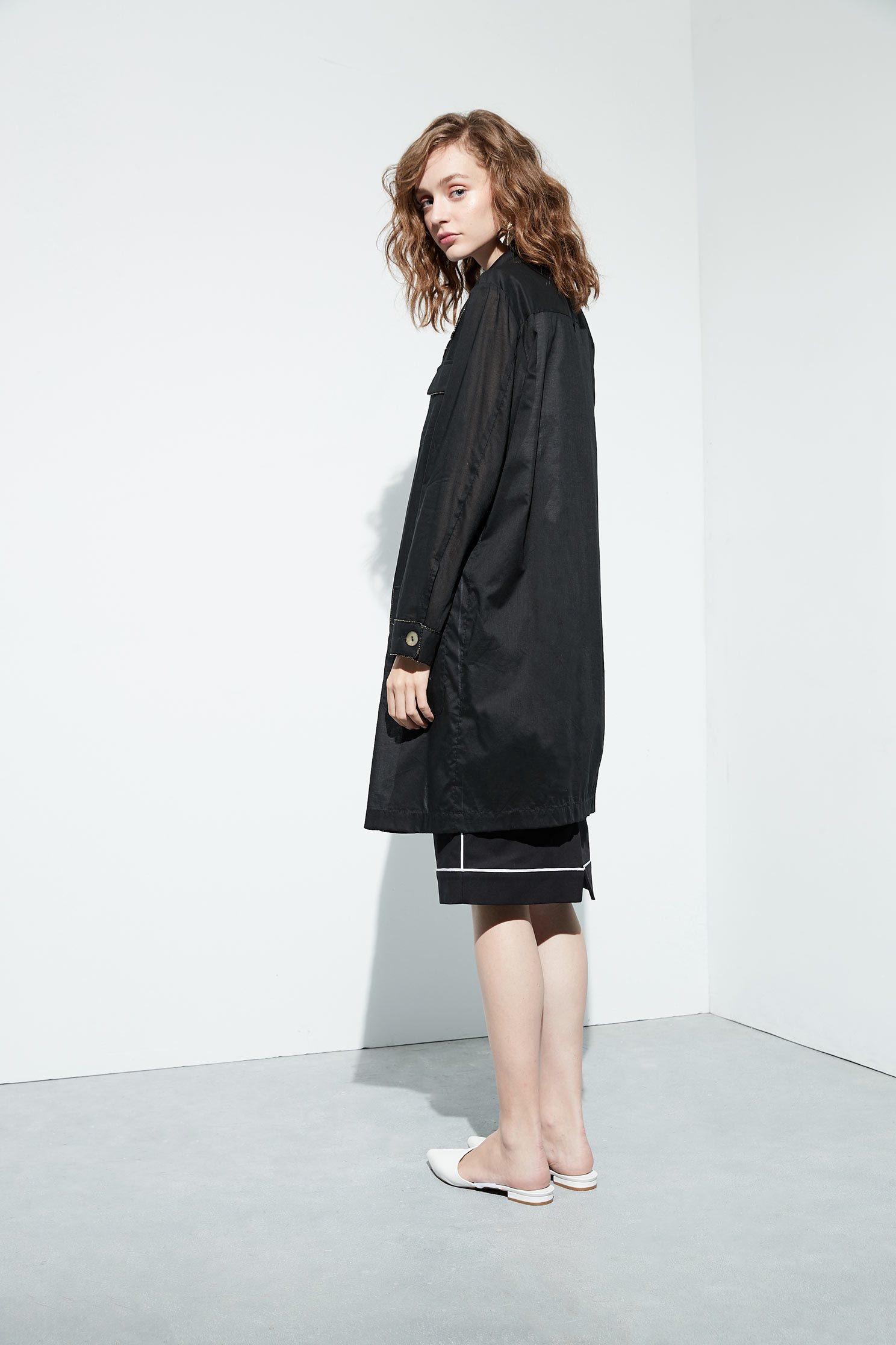 Elegant lapel classic jacket,外套,Cotton,long coat,長袖外套,黑色外套