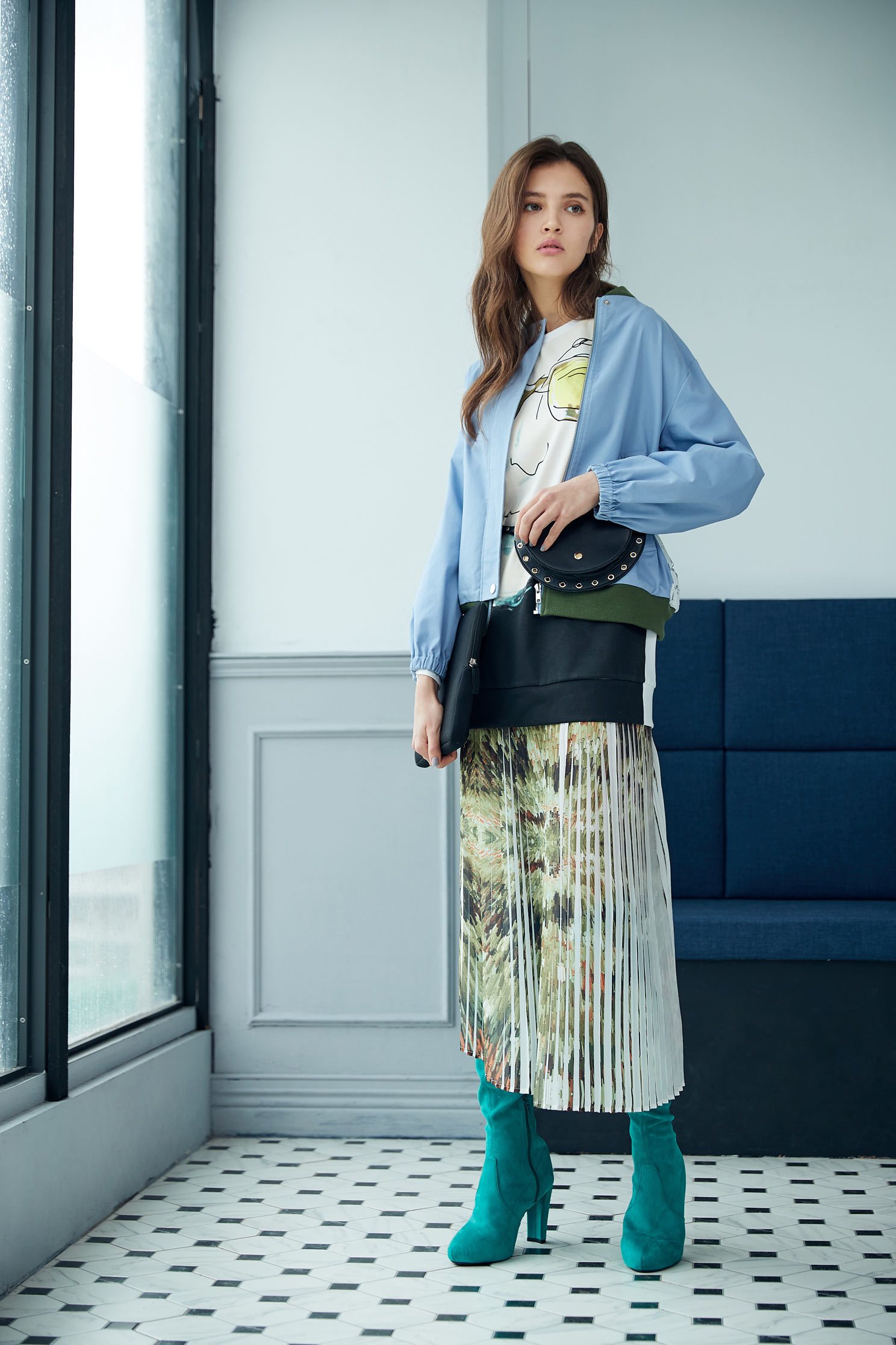 Elegant pleated maxi-skirt,百折,Pleated Skirt,Maxi Pleated Skirt,Long Skirt