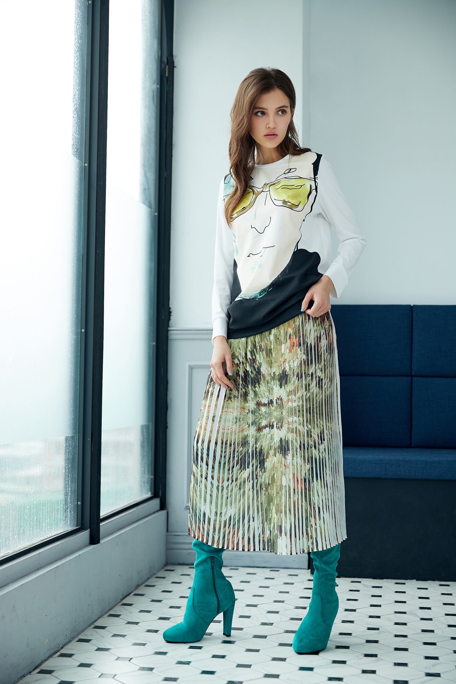 Elegant pleated maxi-skirt,百折,Pleated Skirt,Maxi Pleated Skirt,Long Skirt
