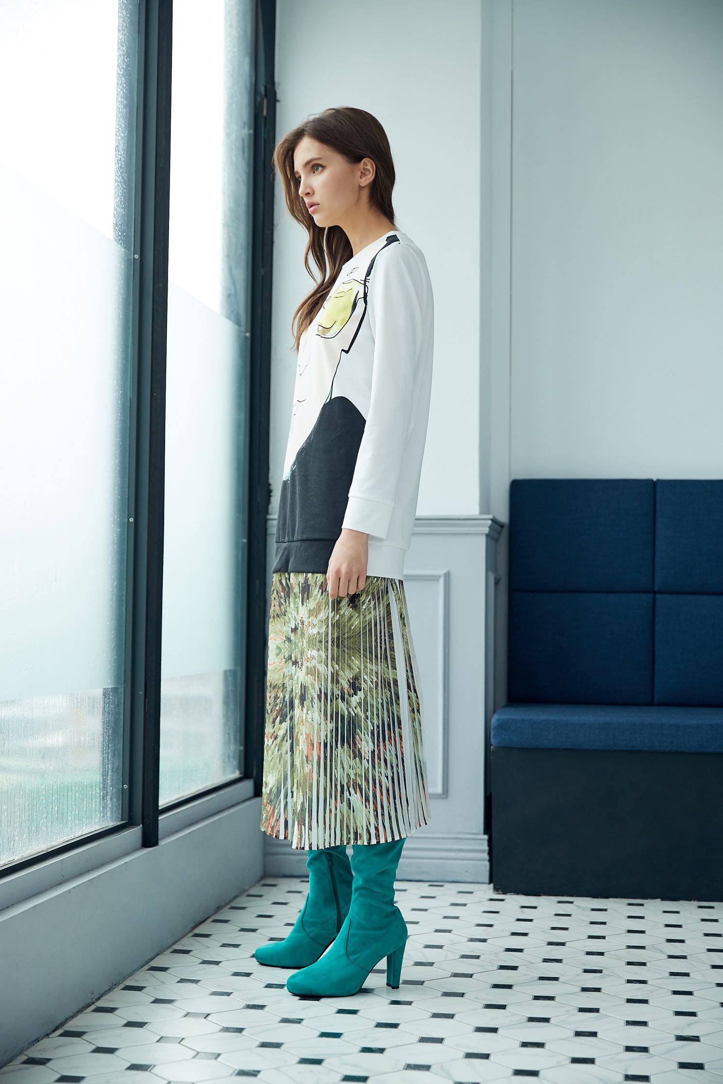 Elegant pleated maxi-skirt,百折,Pleated Skirt,Maxi Pleated Skirt,Long Skirt