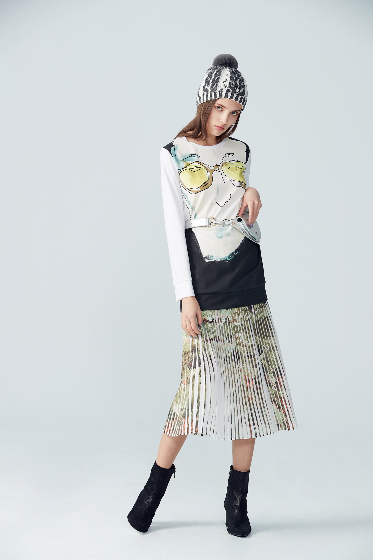 Elegant pleated maxi-skirt,百折,Pleated Skirt,Maxi Pleated Skirt,Long Skirt