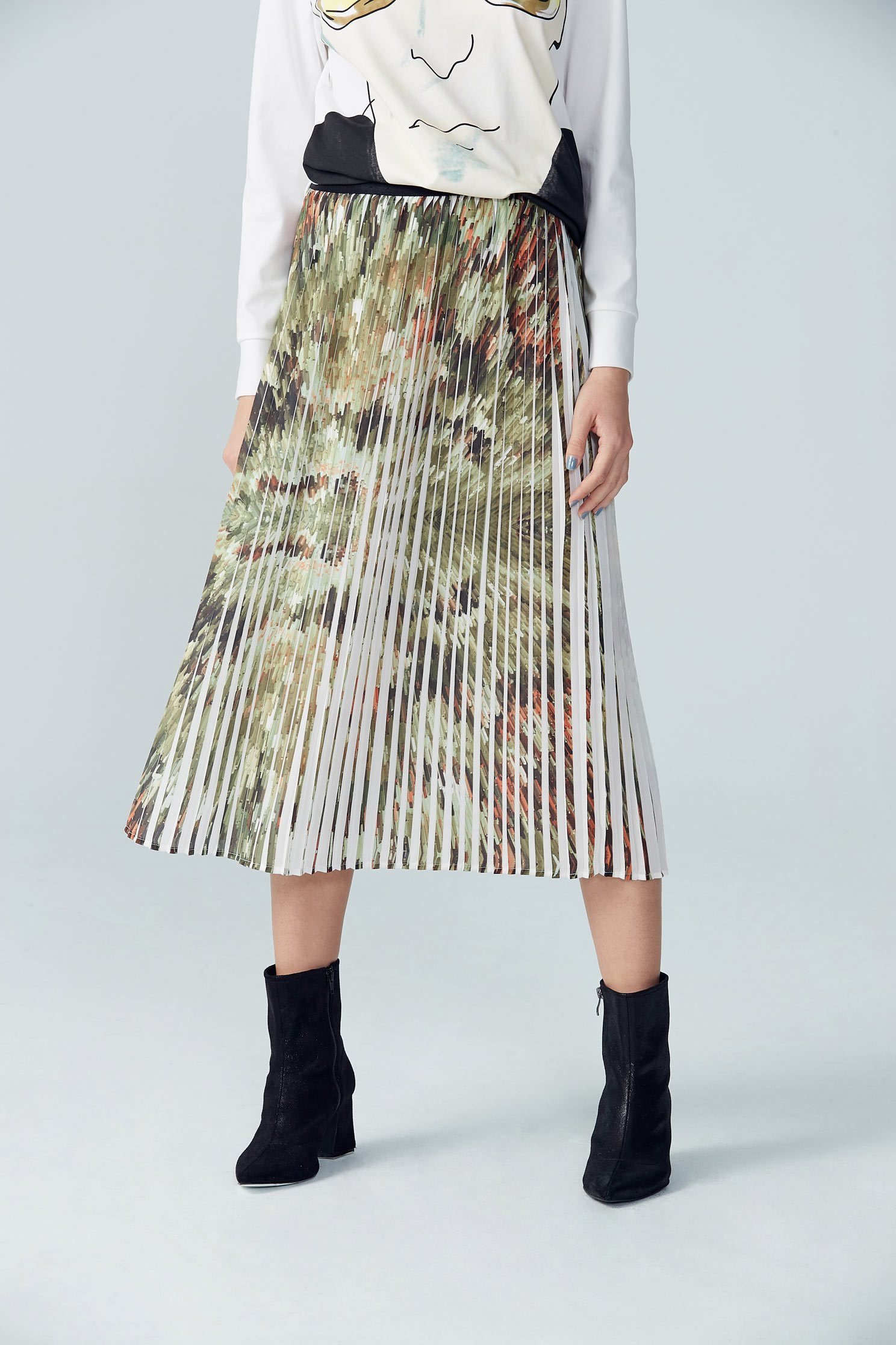 Elegant pleated maxi-skirt,百折,Pleated Skirt,Maxi Pleated Skirt,Long Skirt