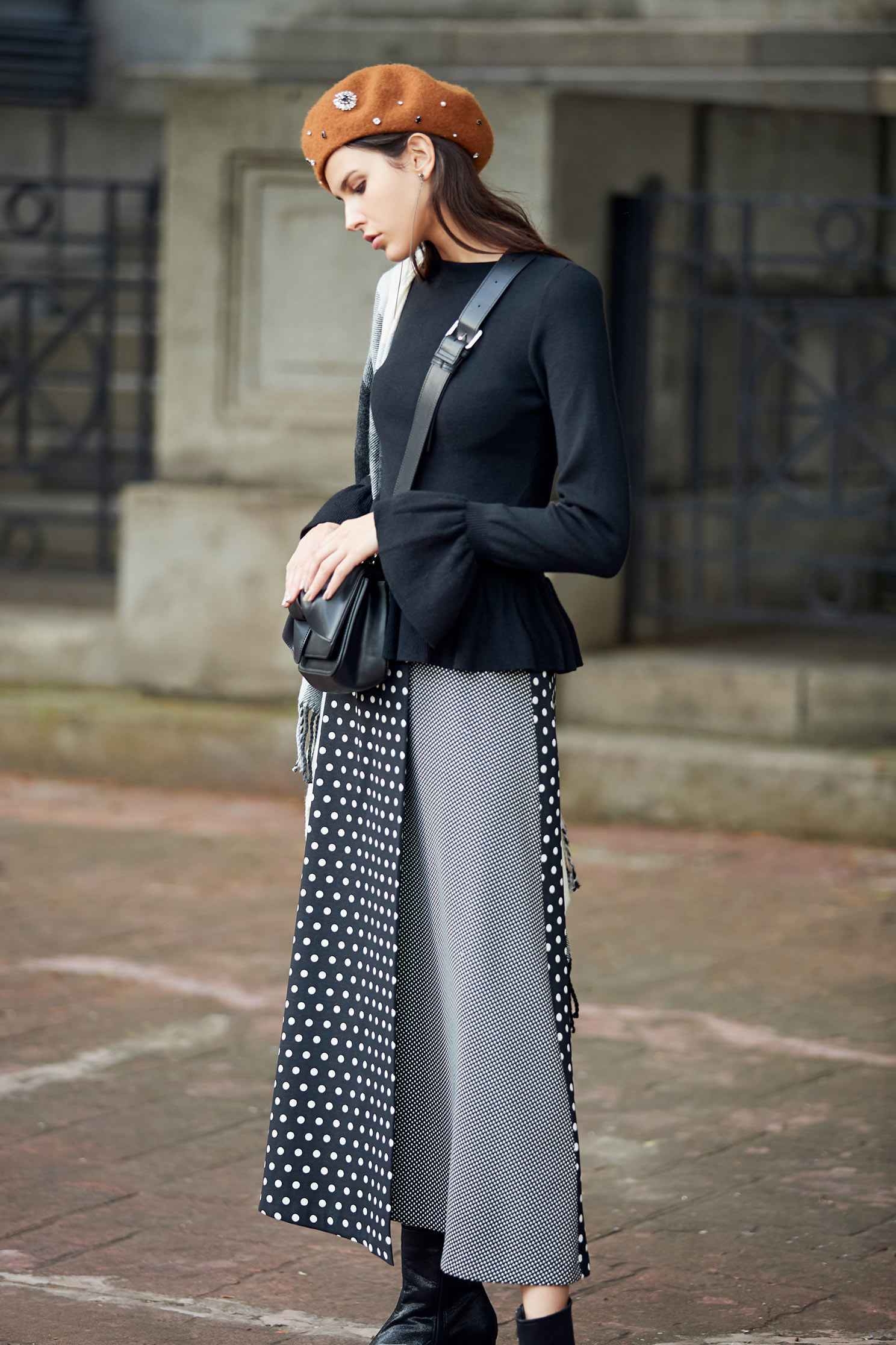 Polka skirt,longskirt