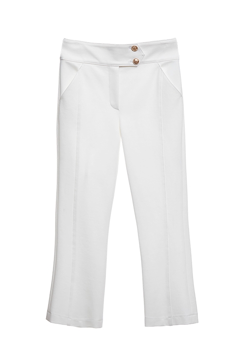 極簡合身八分褲Fitted Boot Leg Pants,喇叭褲,白色褲子,秋冬穿搭,褲子