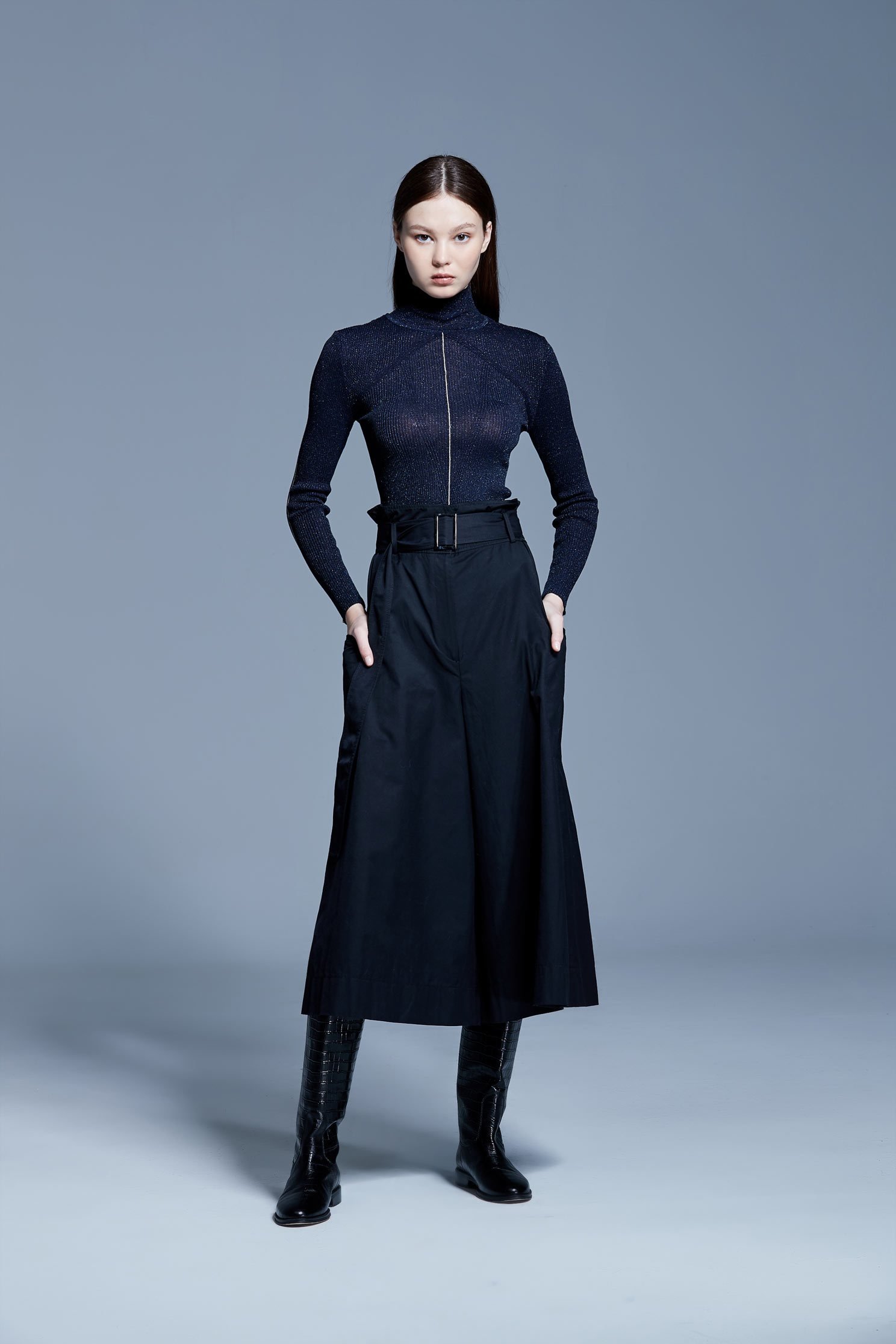 Classic Fashion Wide Trouser,culottespants,pants,culottes,pants,wasthin,blackpants,blacktrousers
