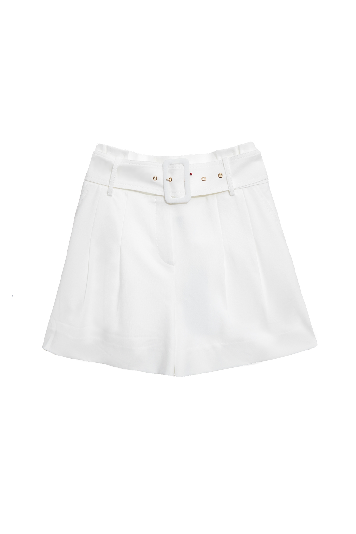 奶油白自帶腰帶短褲Belted White Minimalist Shorts,白色褲子,短褲裙,秋冬穿搭,褲子