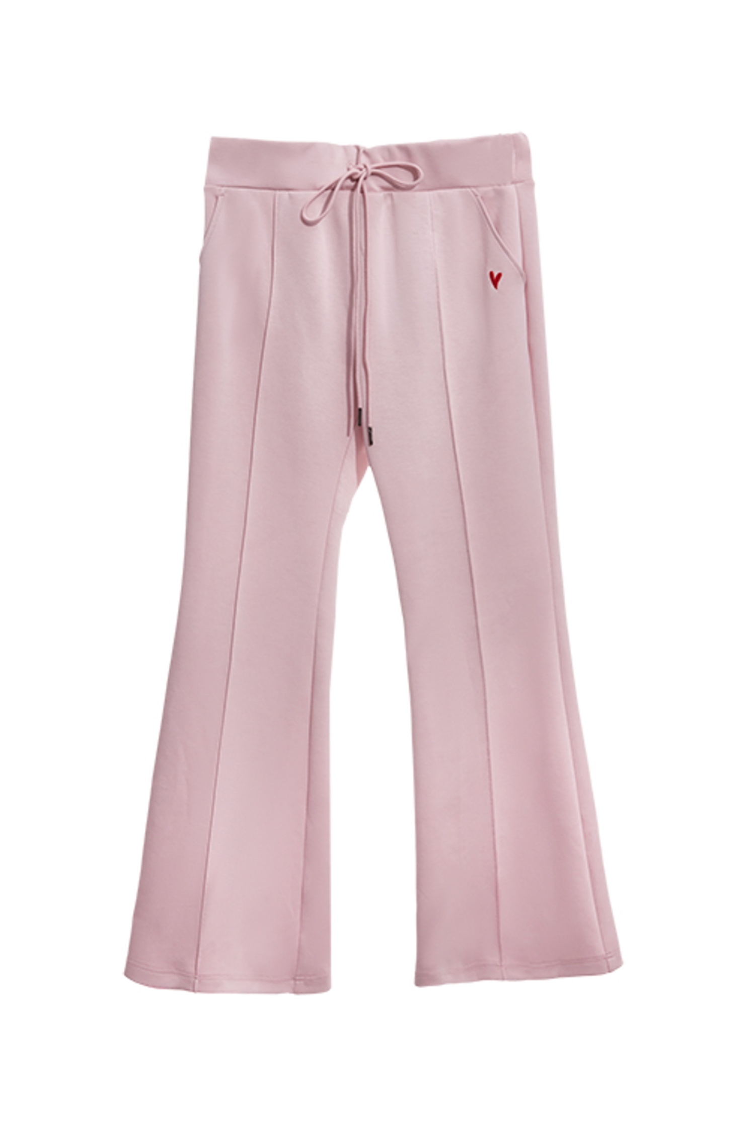 休閒風喇叭長褲粉紅雪糕色喇叭褲,刺繡,喇叭褲,時髦成套搭配,秋冬穿搭,簡約穿搭,褲子,長褲