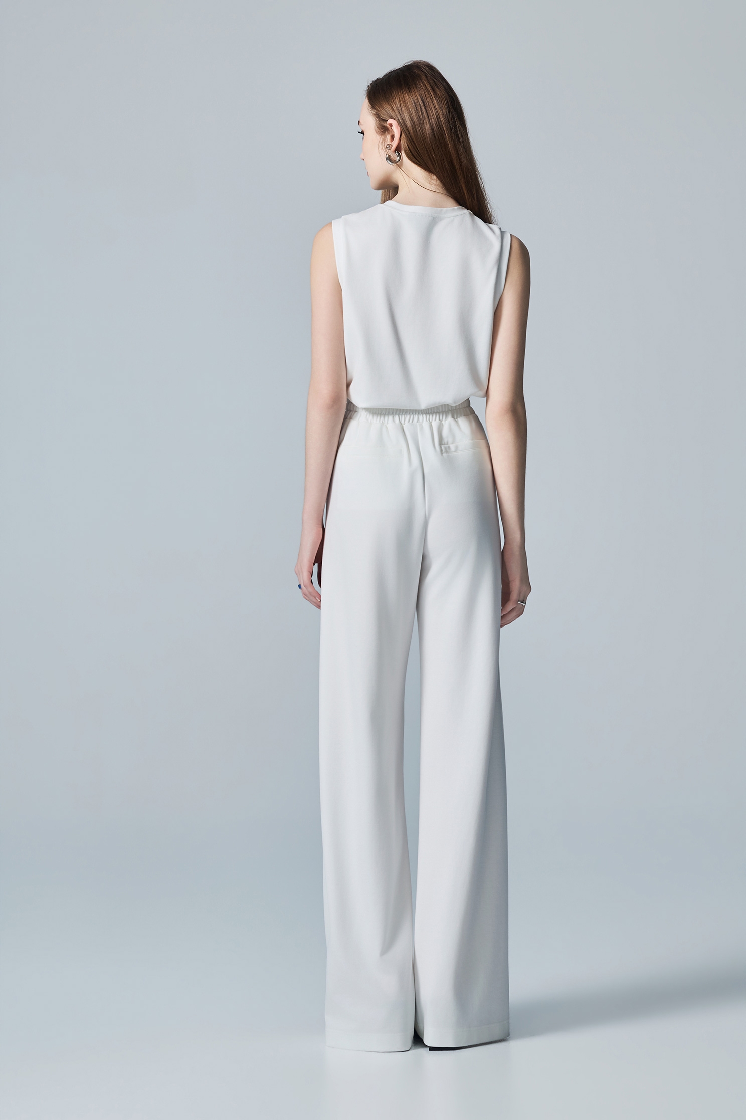 舒適極簡風大寬褲Casual Wide Leg Pants,刺繡,寬褲,白色褲子,秋冬穿搭,褲子