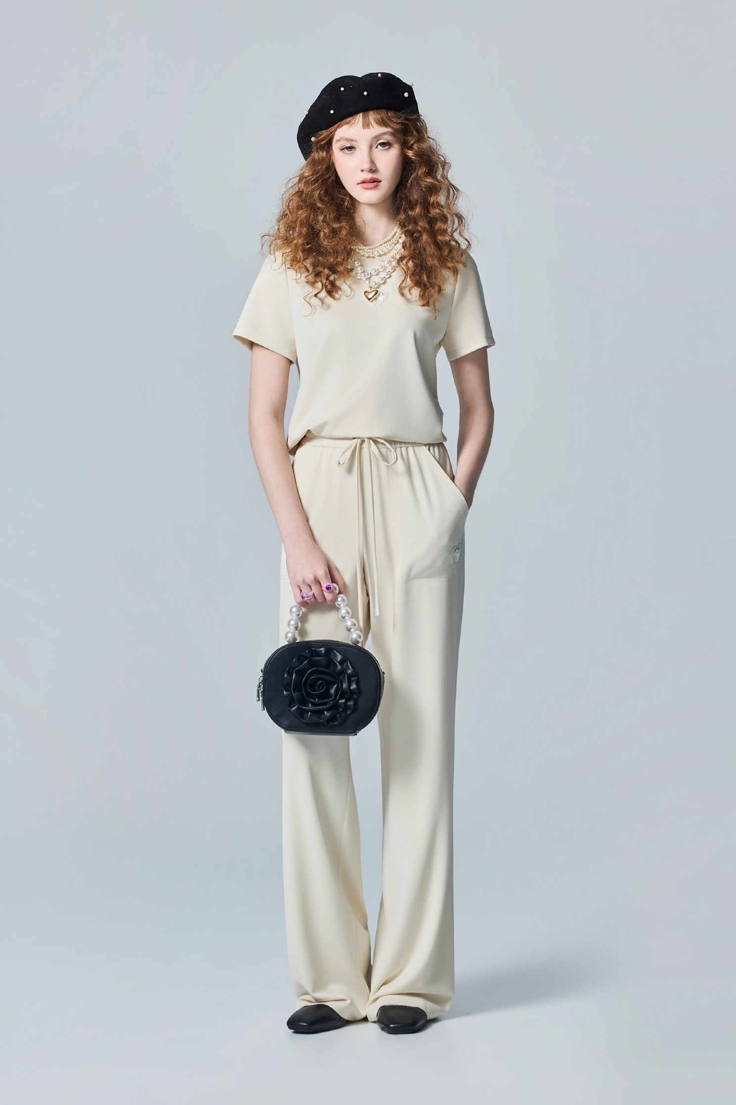 極簡靜謐灰休閒寬腿褲Casual Wide Leg Pants,寬褲,秋冬穿搭,蕾絲,褲子